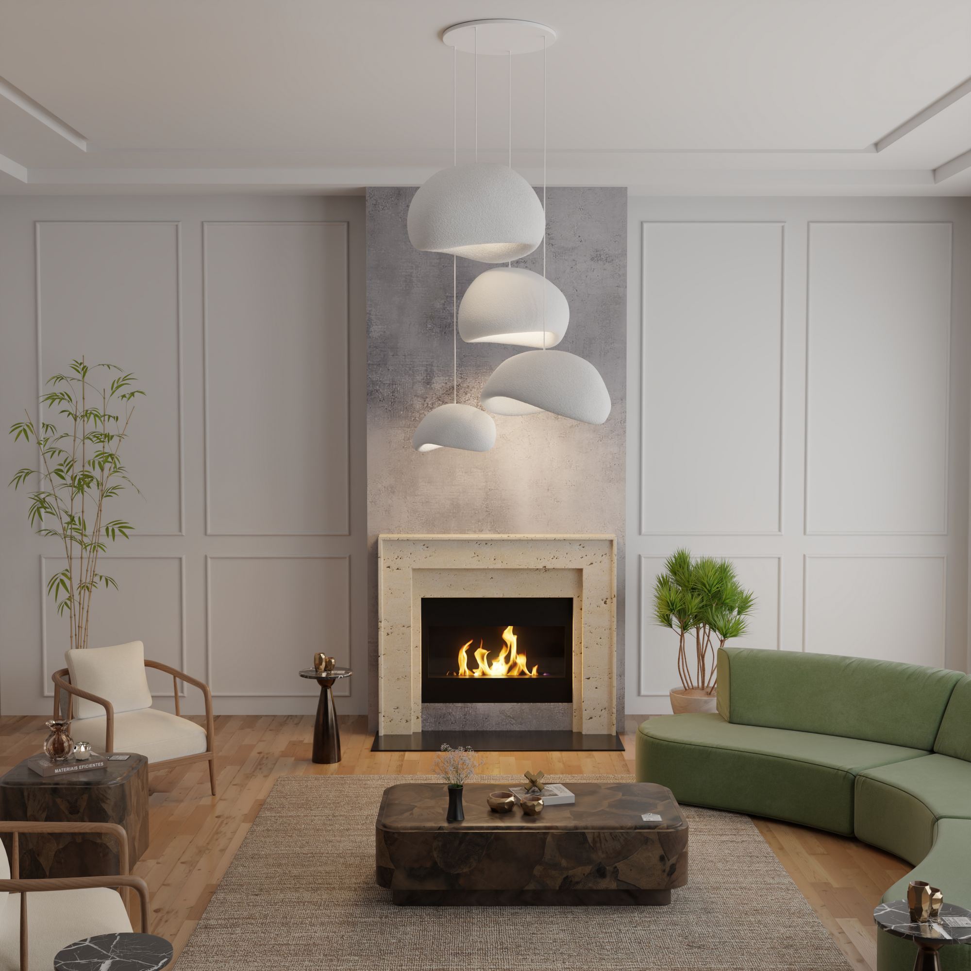 4-Flammig Wabi Sabi Sabi Glows Pendelleuchte Weiß