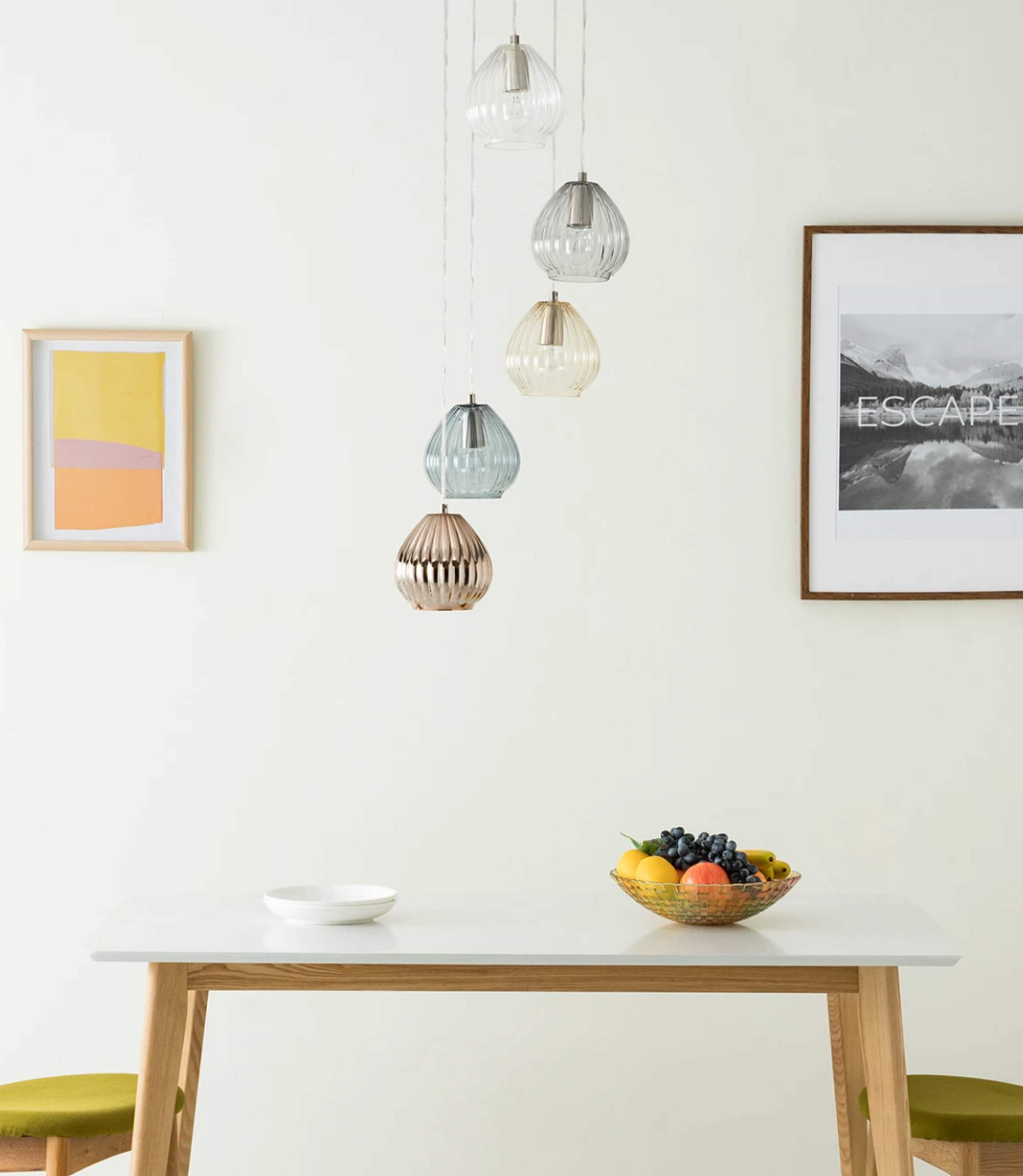 Pendant lamp Caid Iron / Glass 5-light