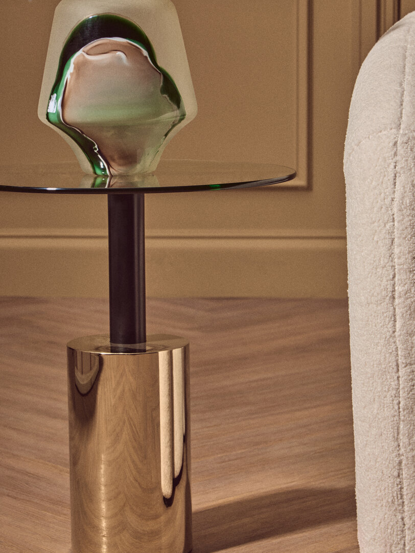 Oria Beistelltisch Edelstahl Eisen Metallic