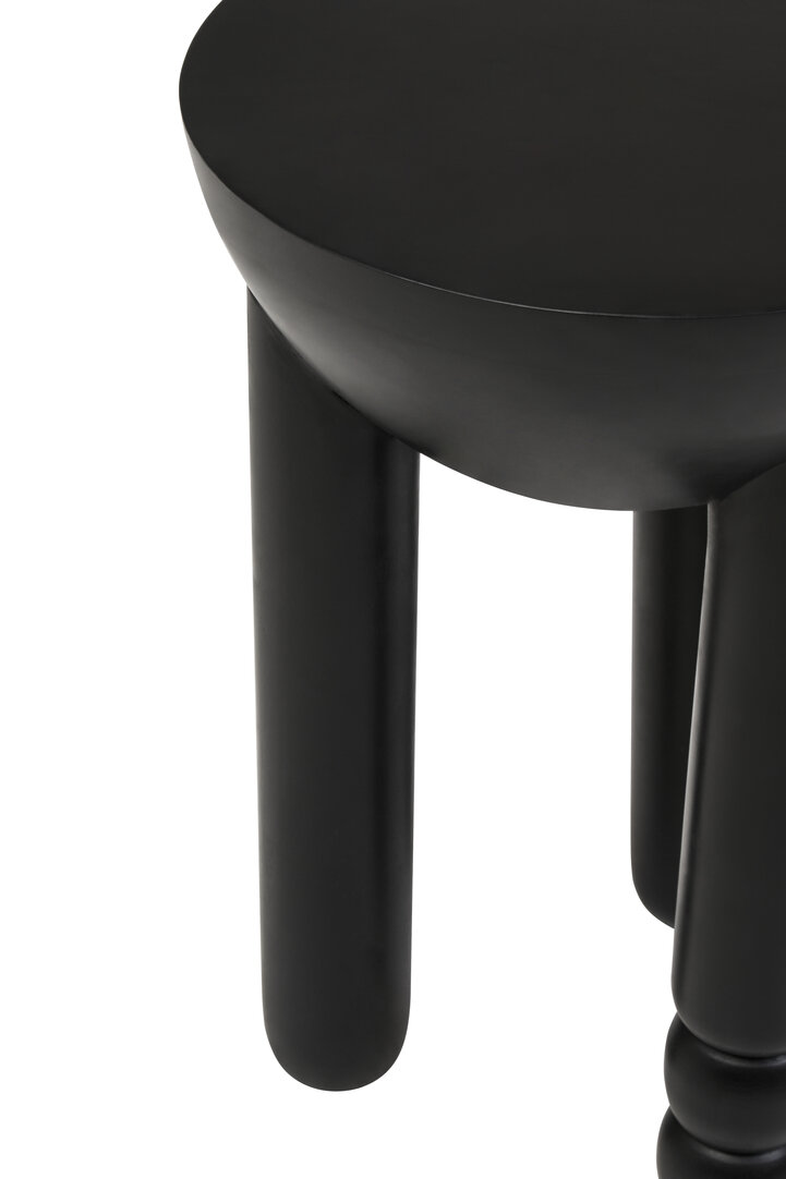 Walsa Round Column Detail Side Table Mango Wood Black