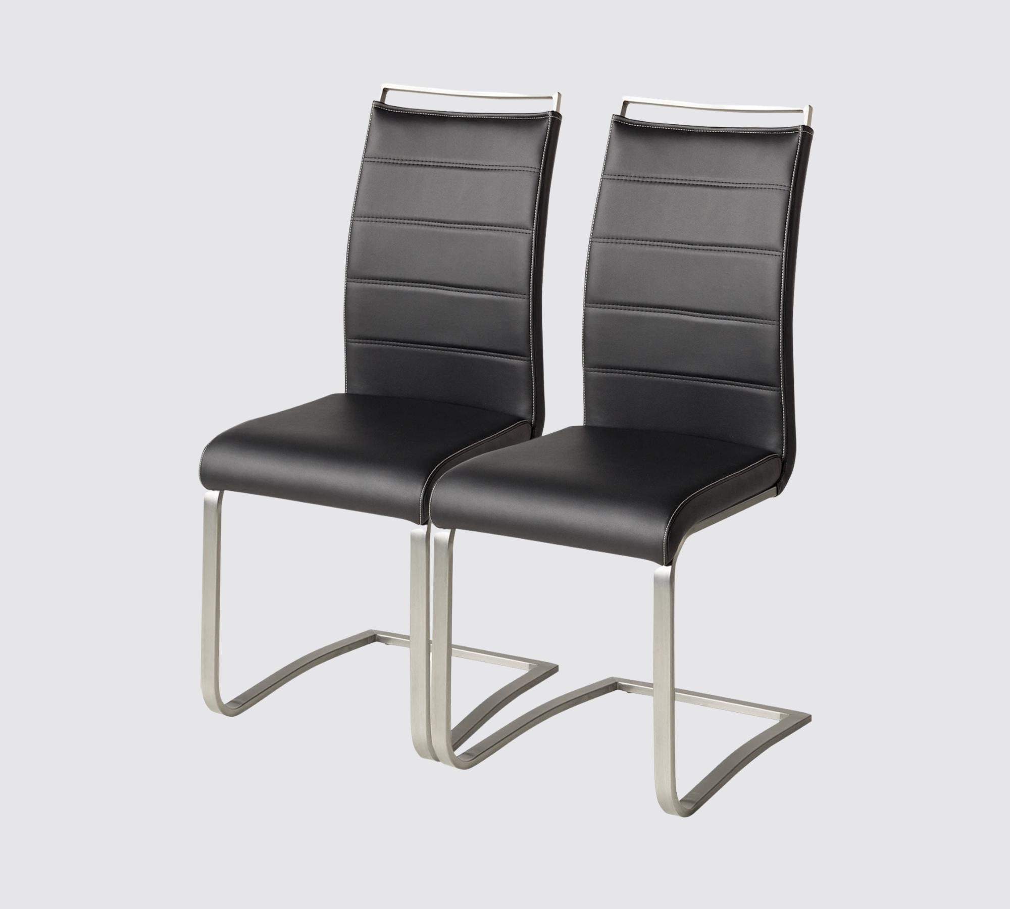 2x Freischwinger Kunstleder Edelstahl Schwarz