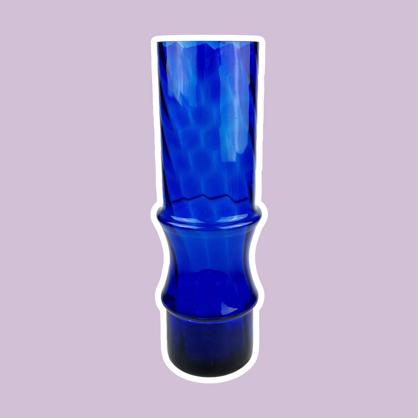 Vintage Vase Glass Blue 1980s