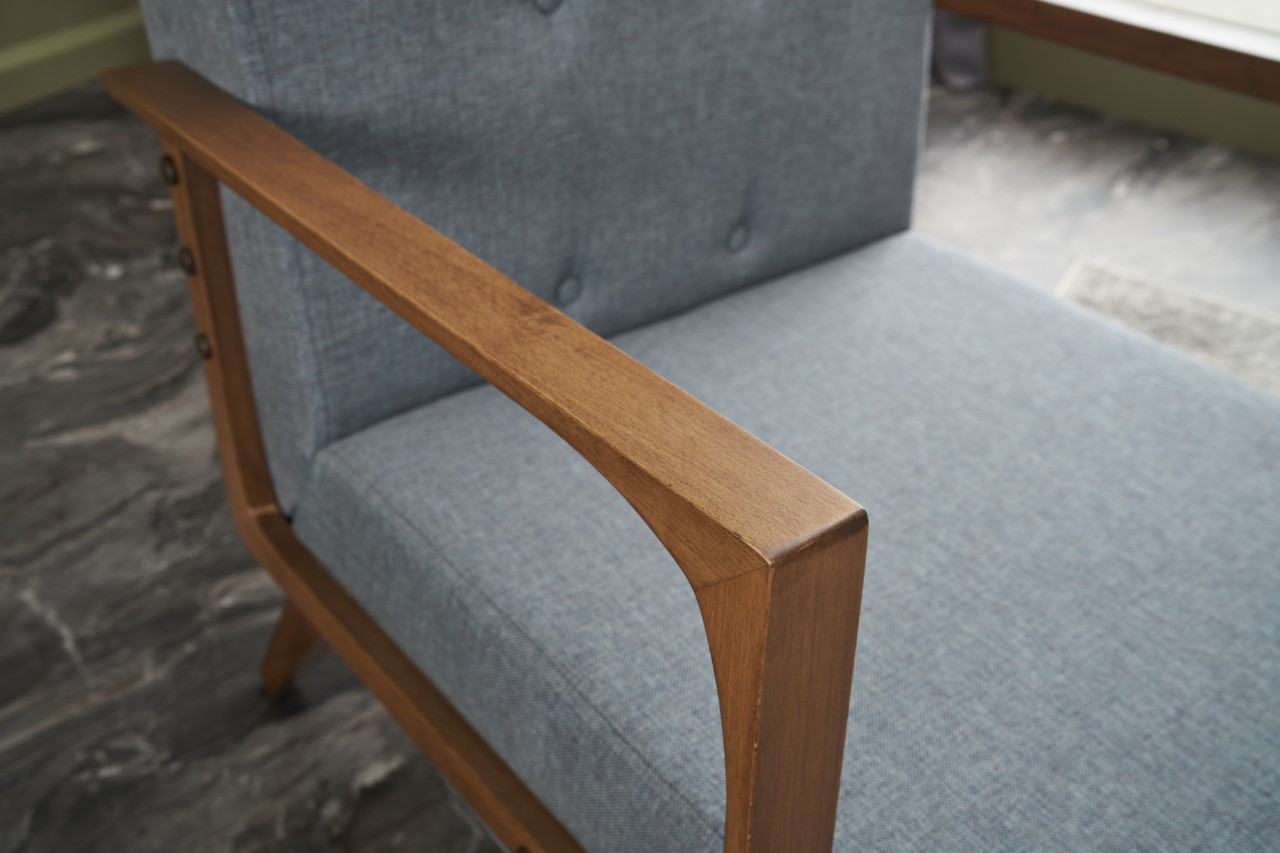 Kemer Armchair Wood Veneer Light Blue