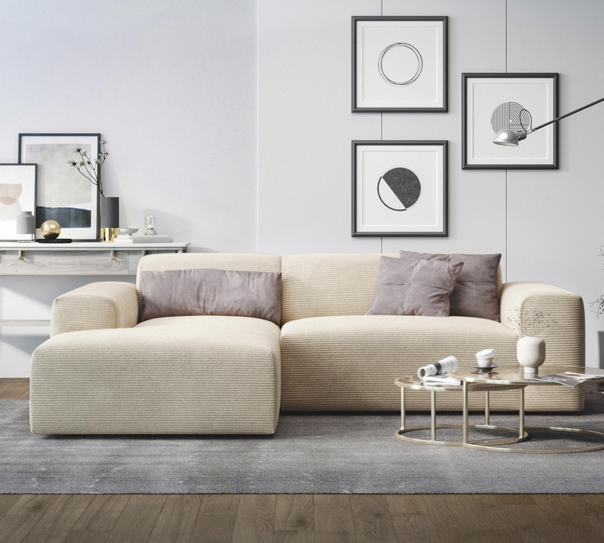 2-Sitzer Karen Récamiere Links Cord Samt Creme