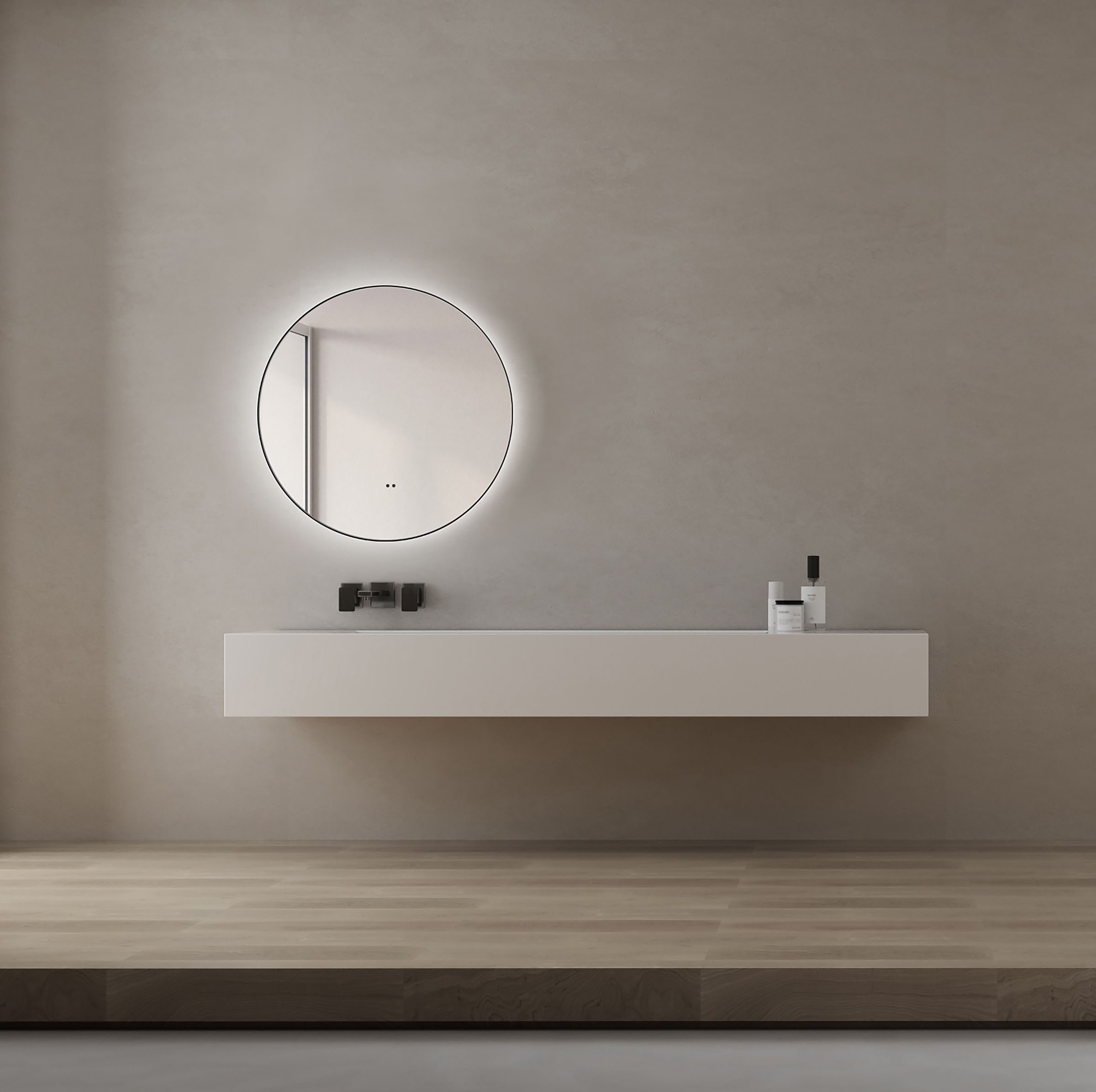 Talos Illuminated Mirror round Black Ø 50 cm