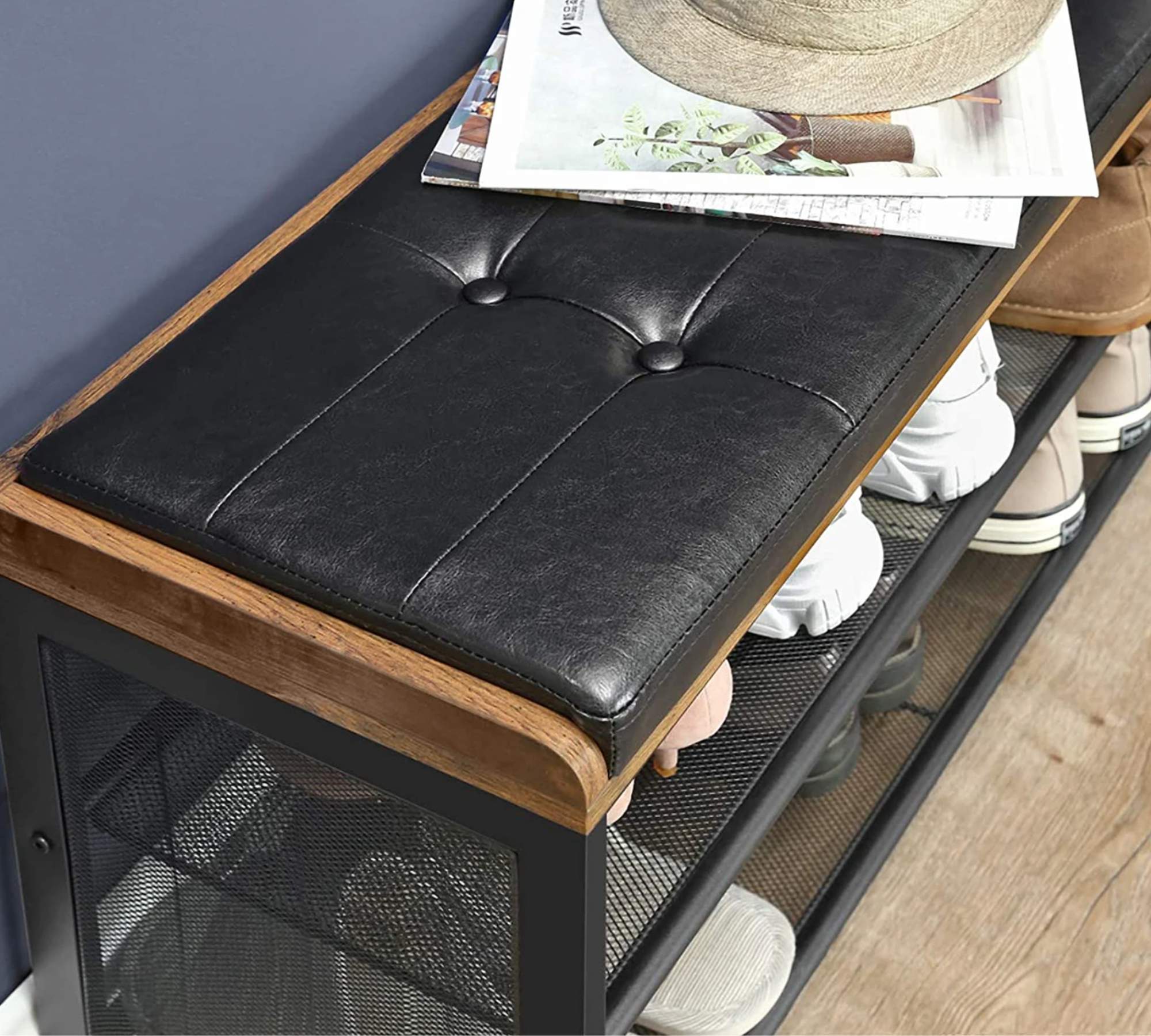 Schuhbank Veganes Leder Schwarz Braun