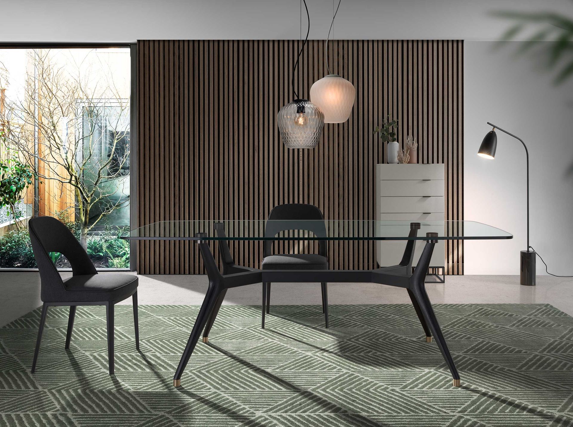 Dining chair stainless steel fabric dark grey