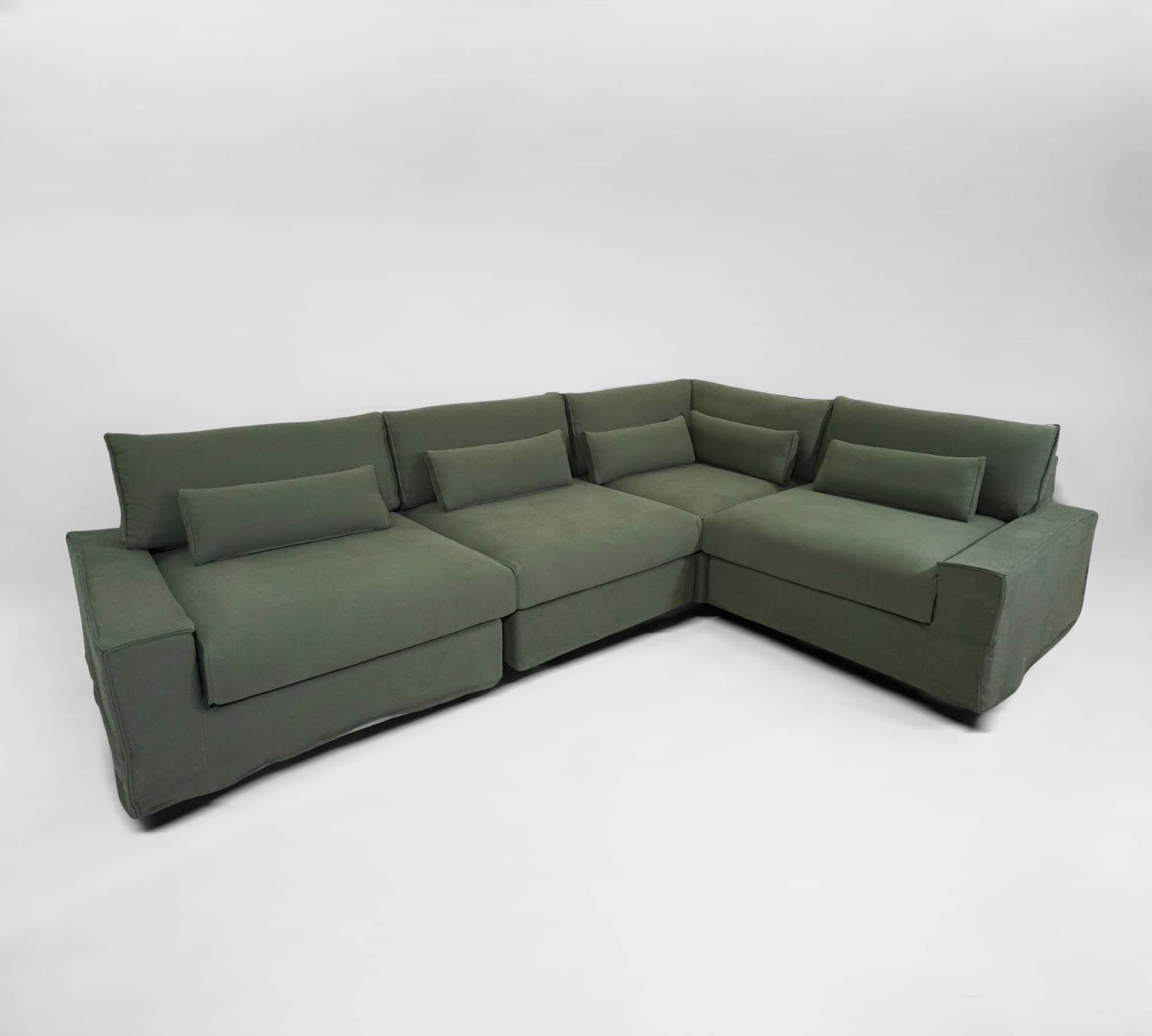 Trent Ecksofa Baumwolle Leinen Olive