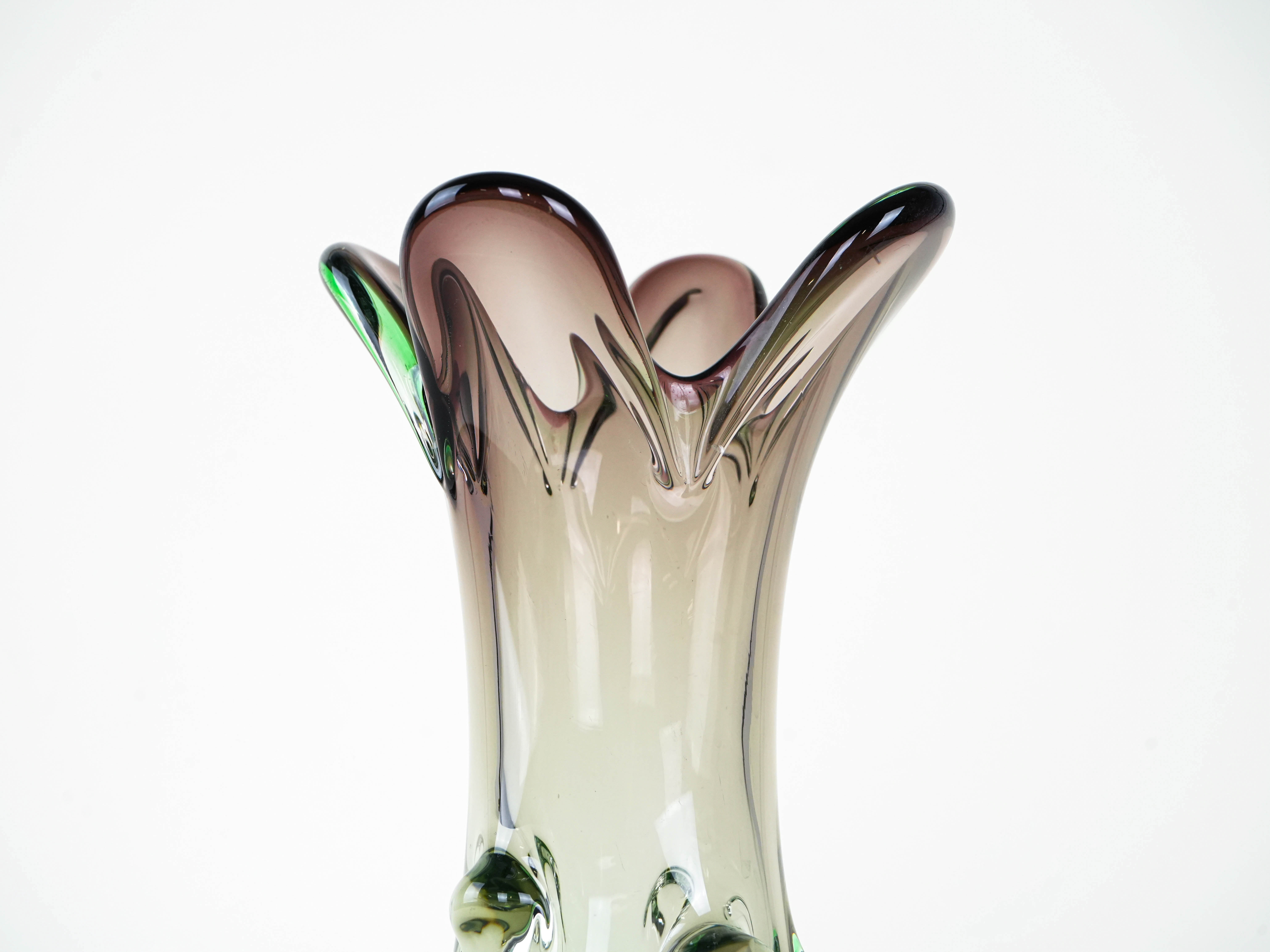 Vase Muranoglas Grün 1960er Jahre