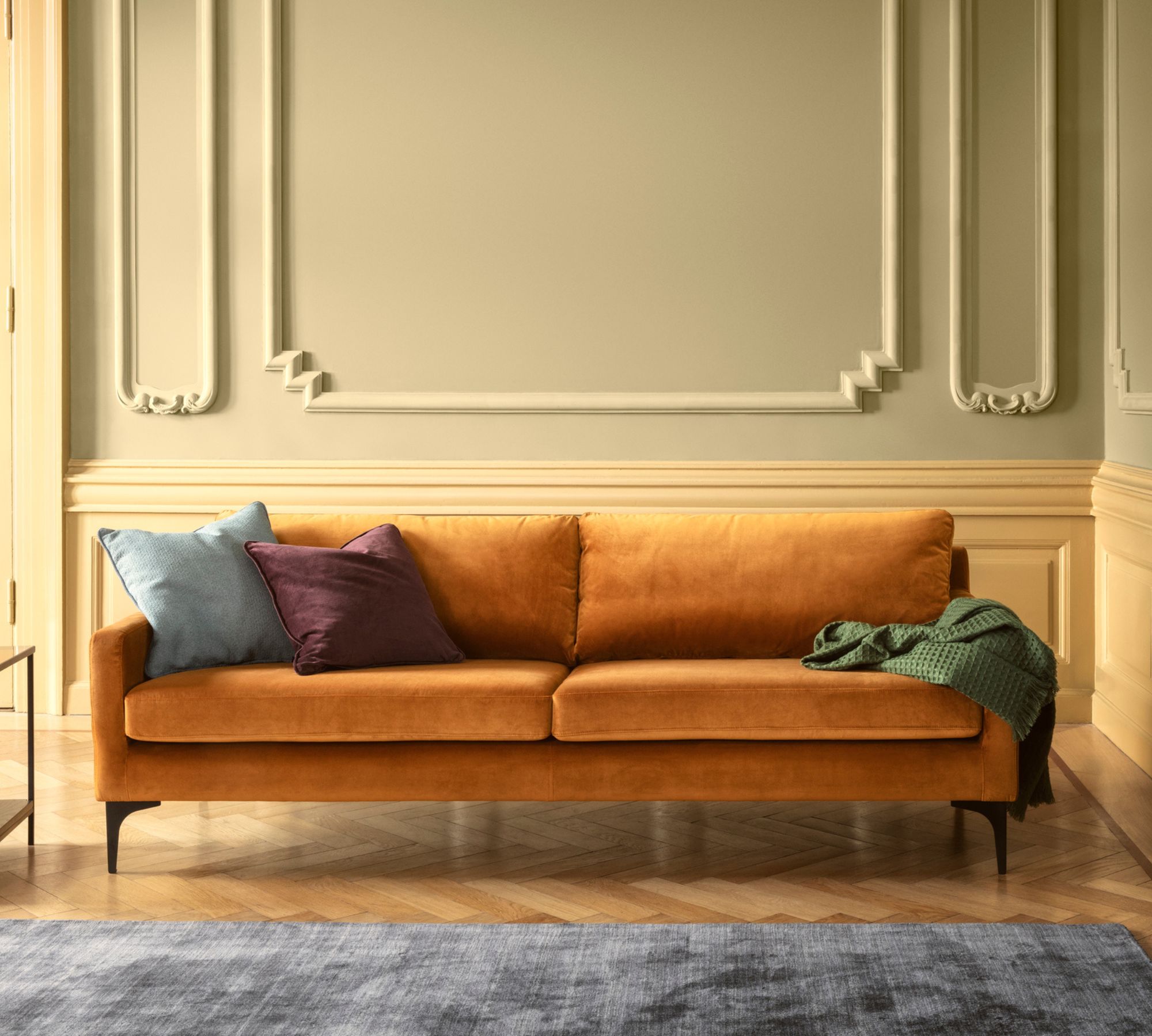 Astha Sofa 3-Sitzer Velour Matt Dark Grey