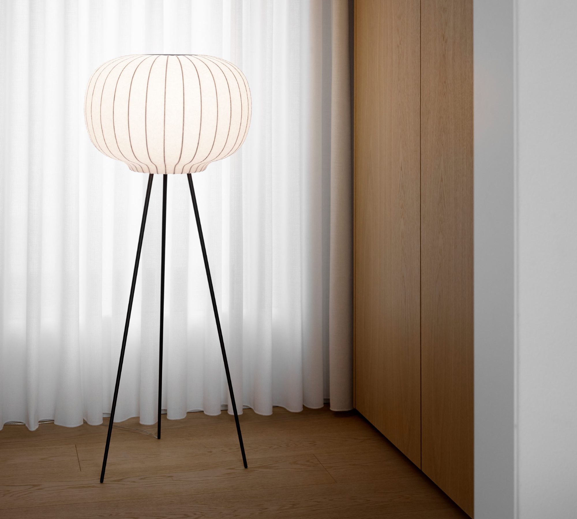 Paper Floor Lamp Stehleuchte Holz Weiß