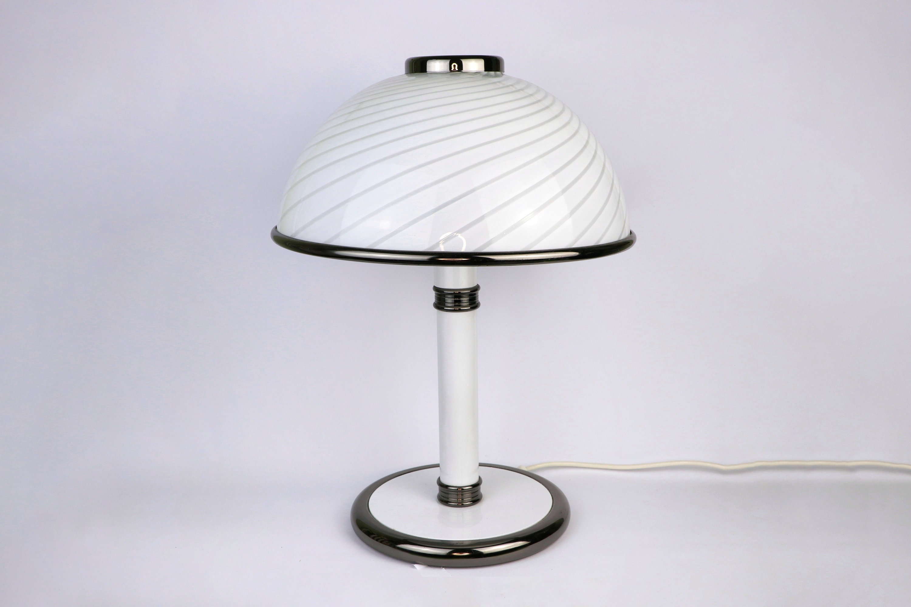 Lampada da tavolo a fungo vintage in vetro di Murano anni '80