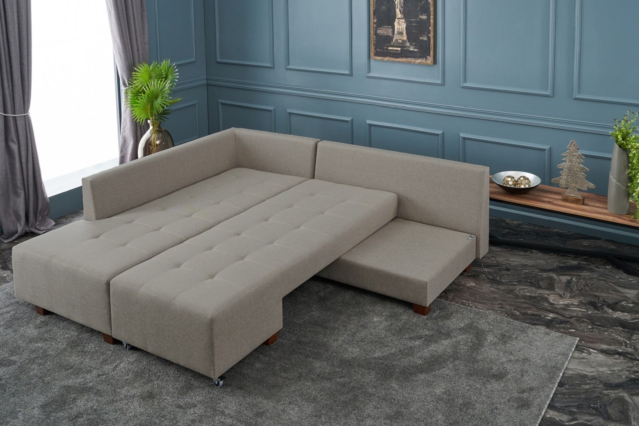 Manama Corner Sofa Bed Left - Cream