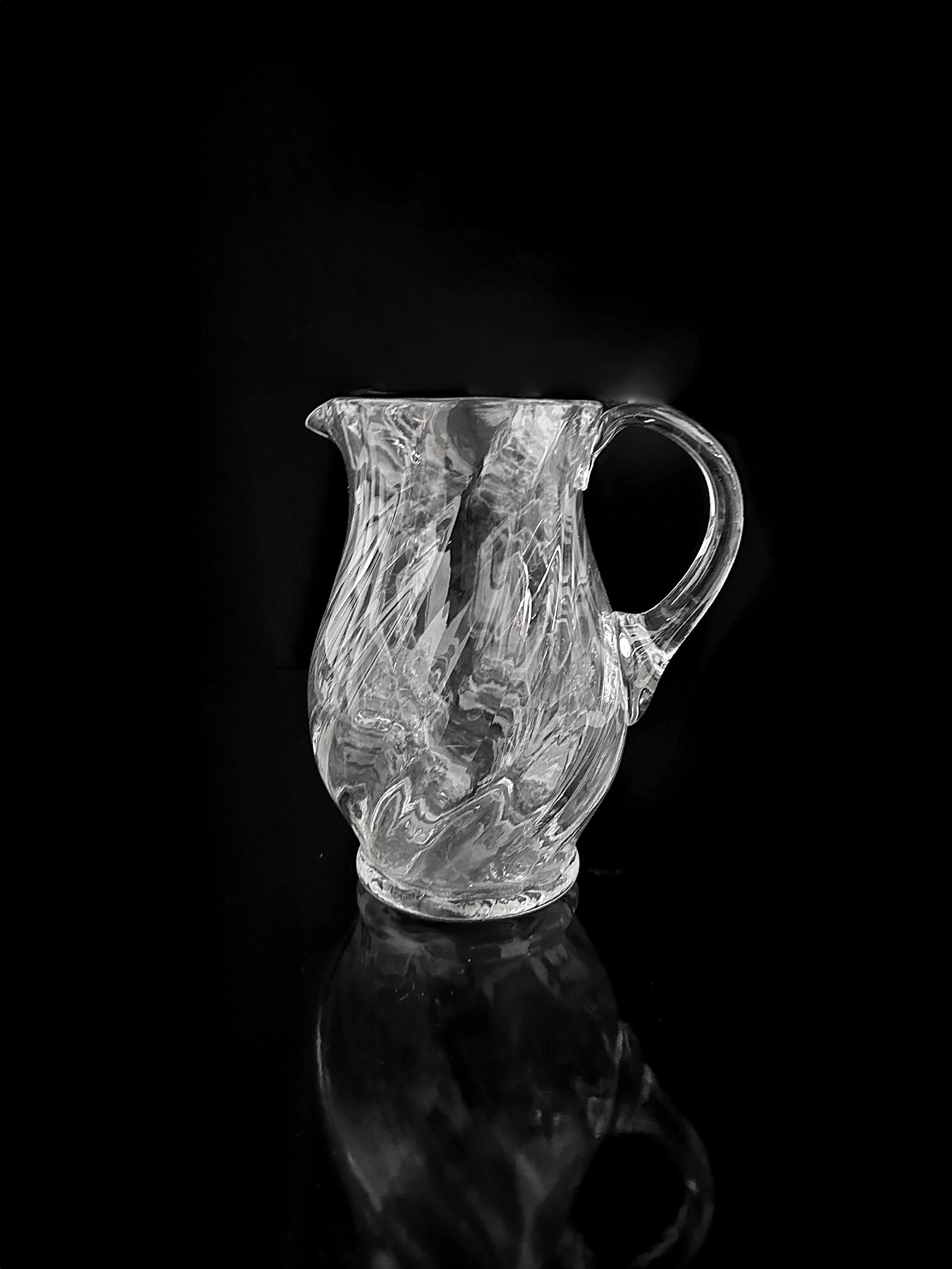 Caraffa per l'acqua in vetro Mid-Century Modernist, anni '50