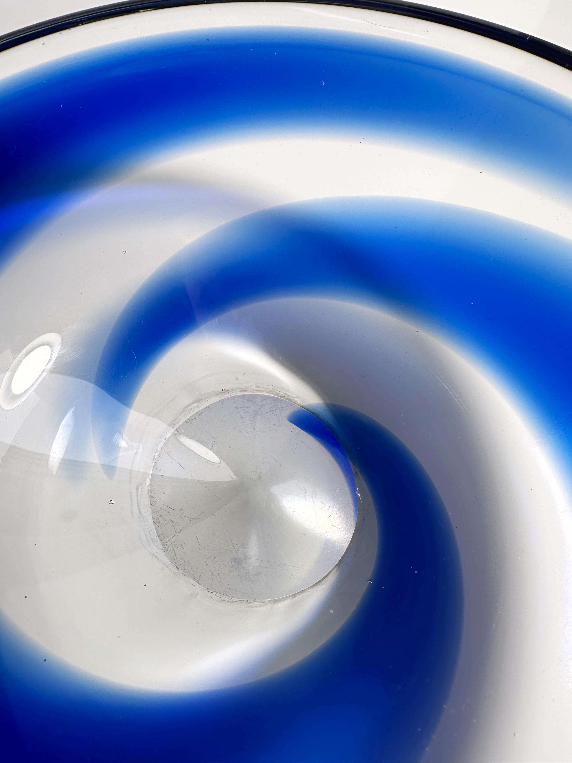 Vintage bowl glass blue 1950s