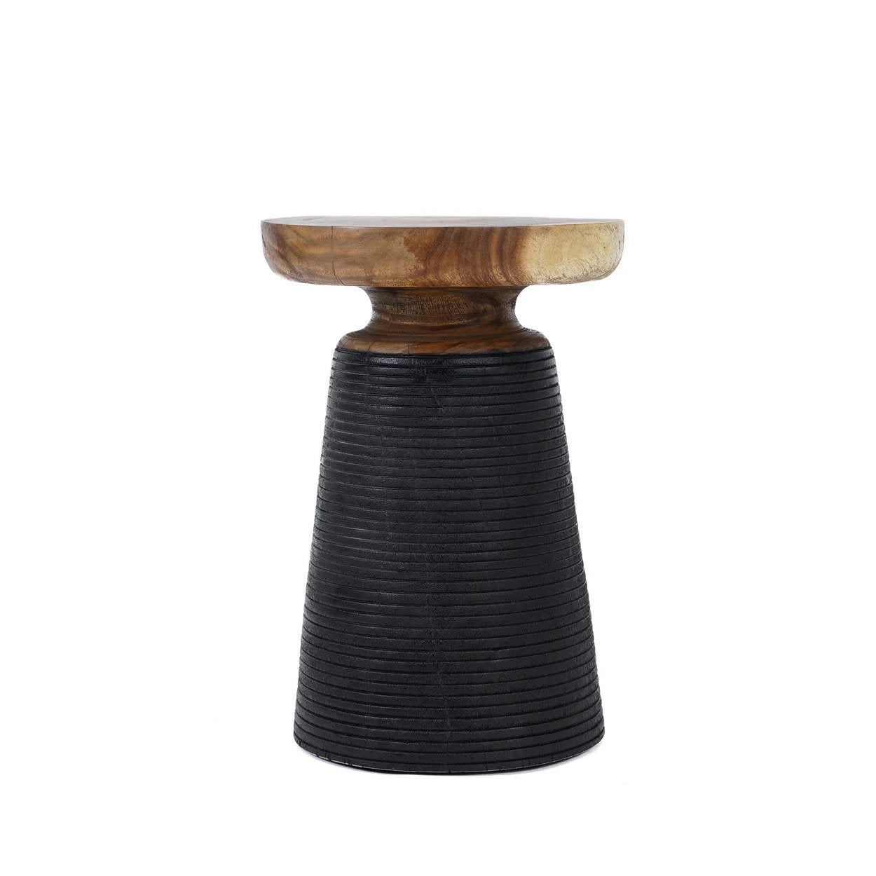 The side table End Black Natural ø40cm