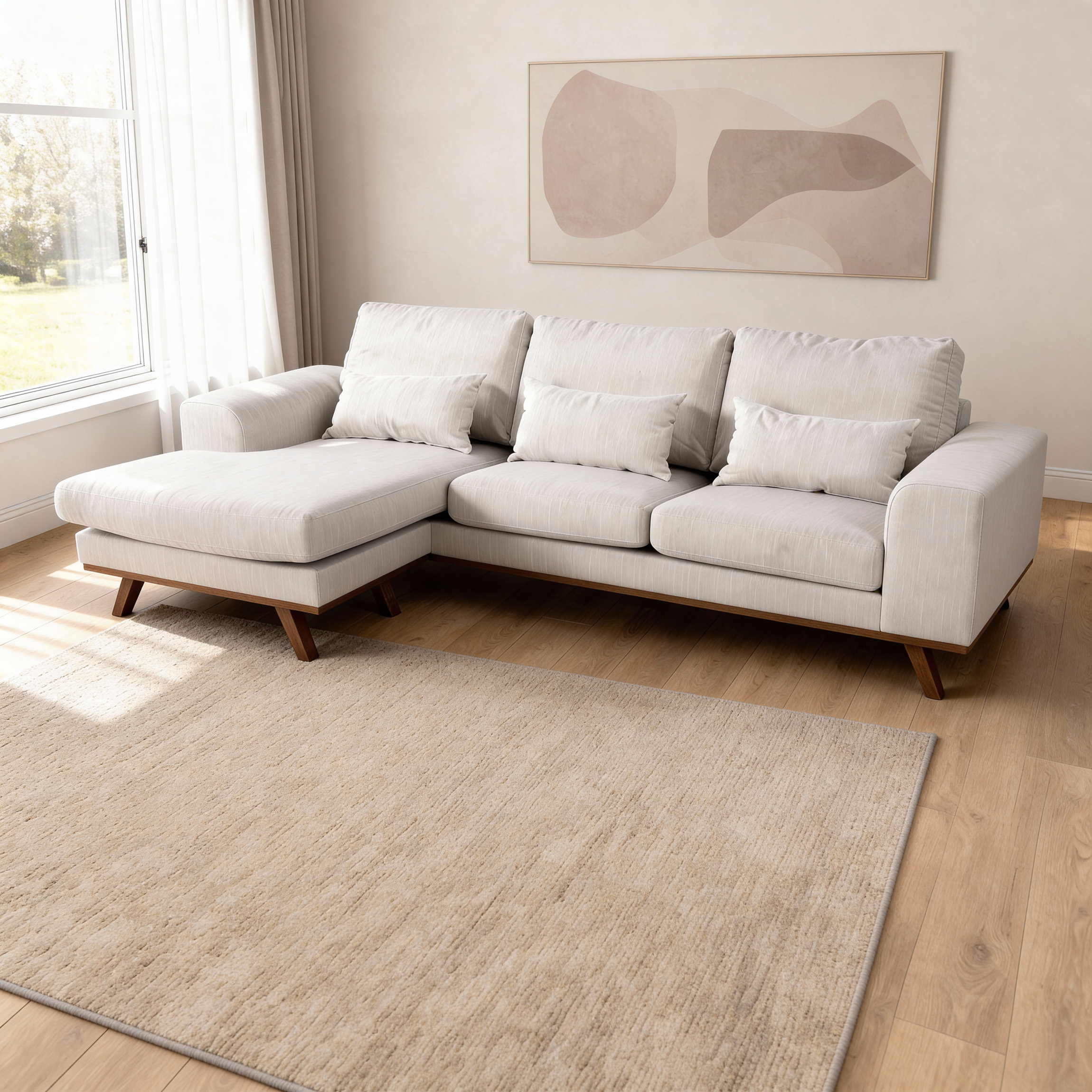 Ecksofa Japandi 3-Sitzer Beige