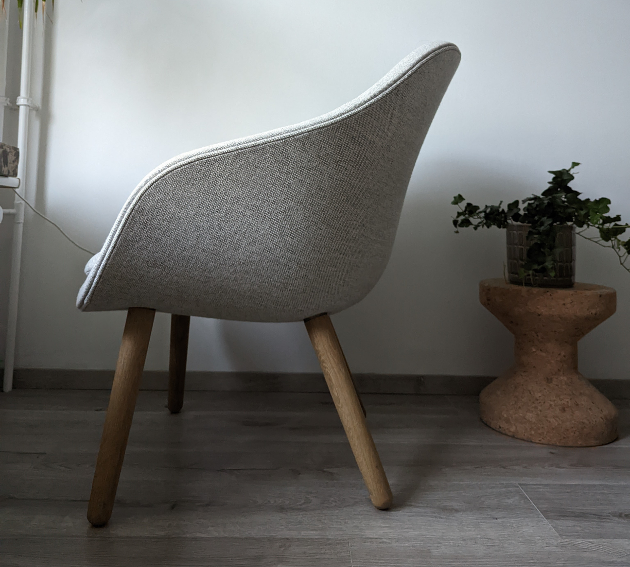 2x About a Lounge Low Sessel Wolle Holz Grau