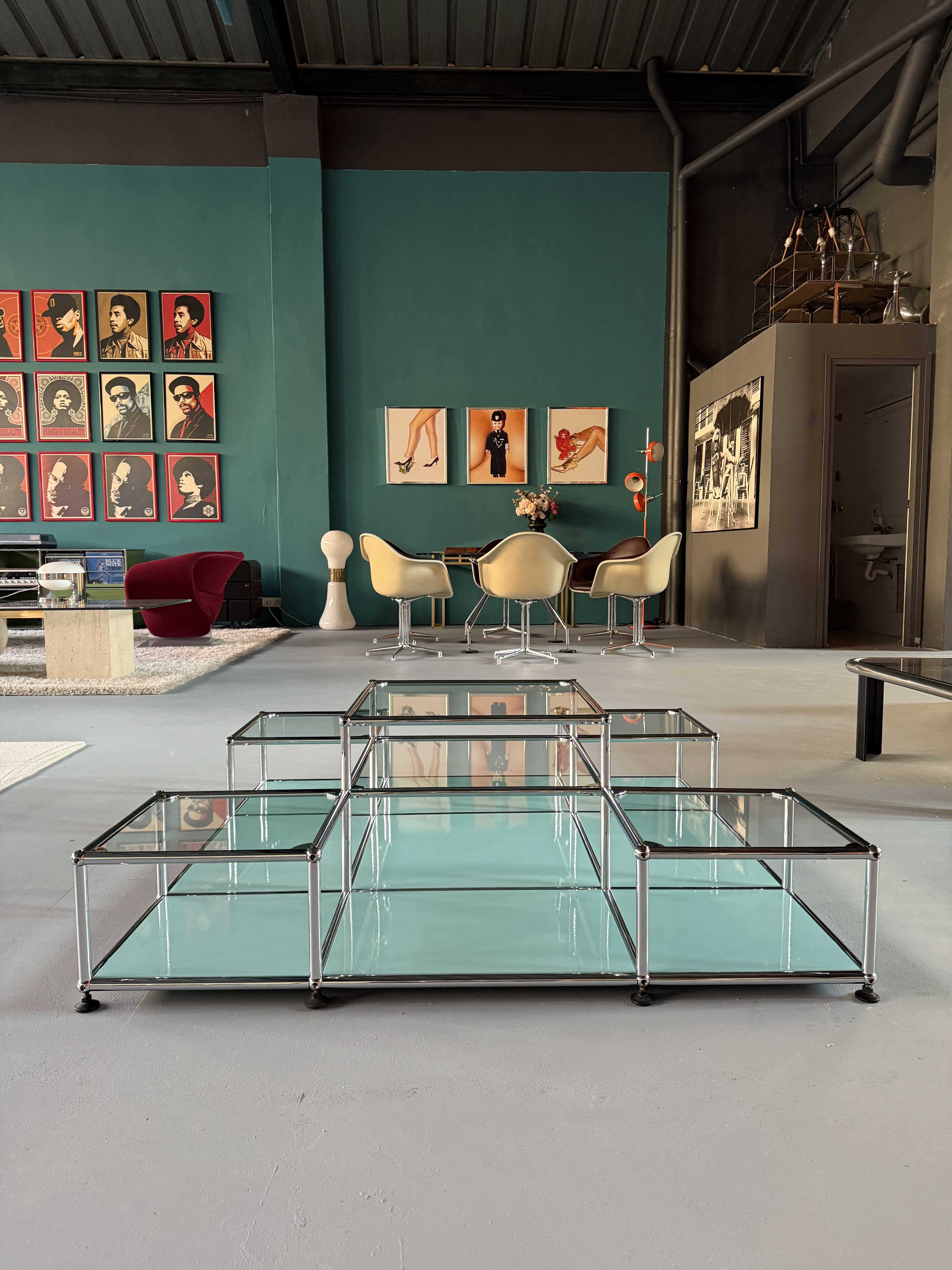 Modularer Couchtisch Chromstahl