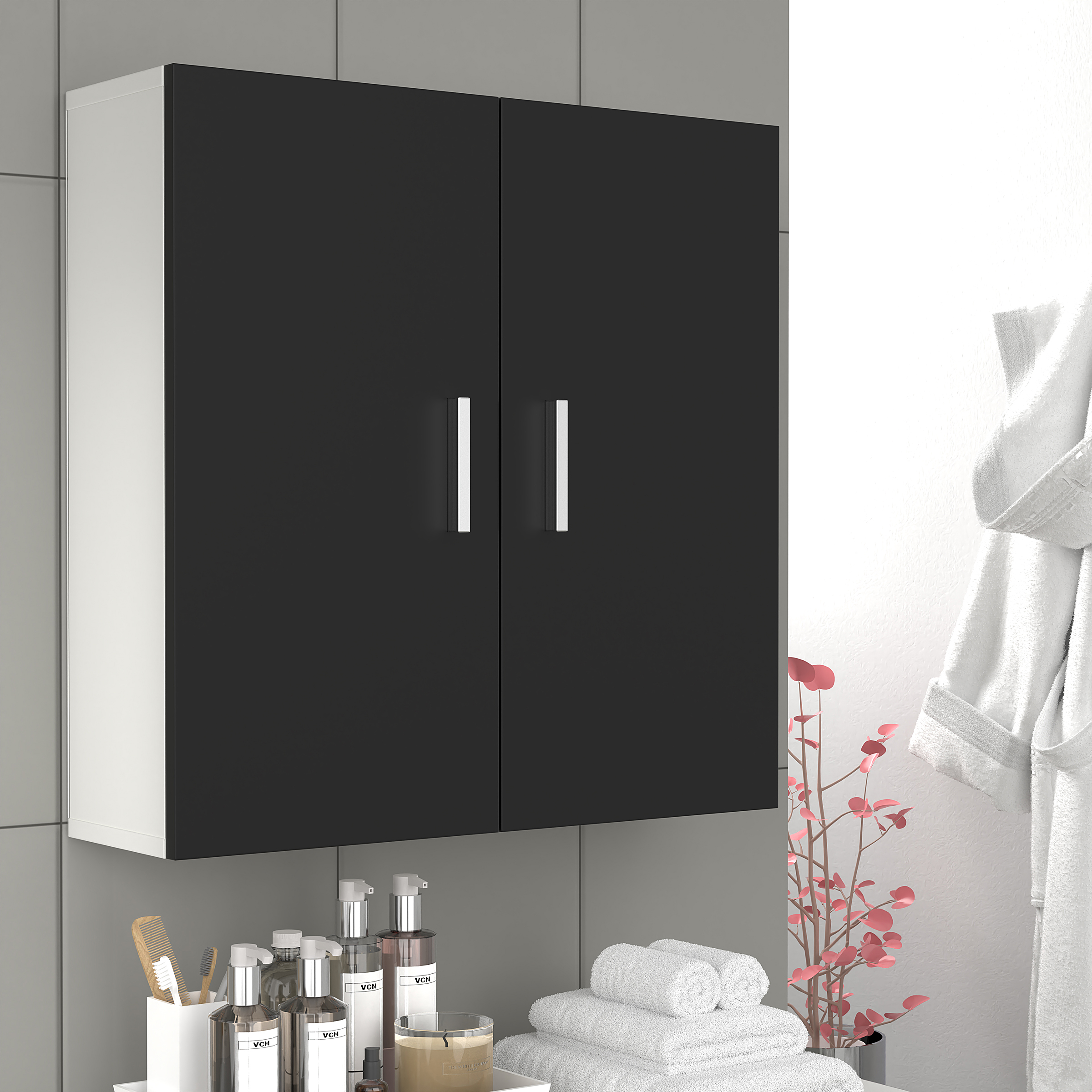 Zalo Wall Cabinet White Black