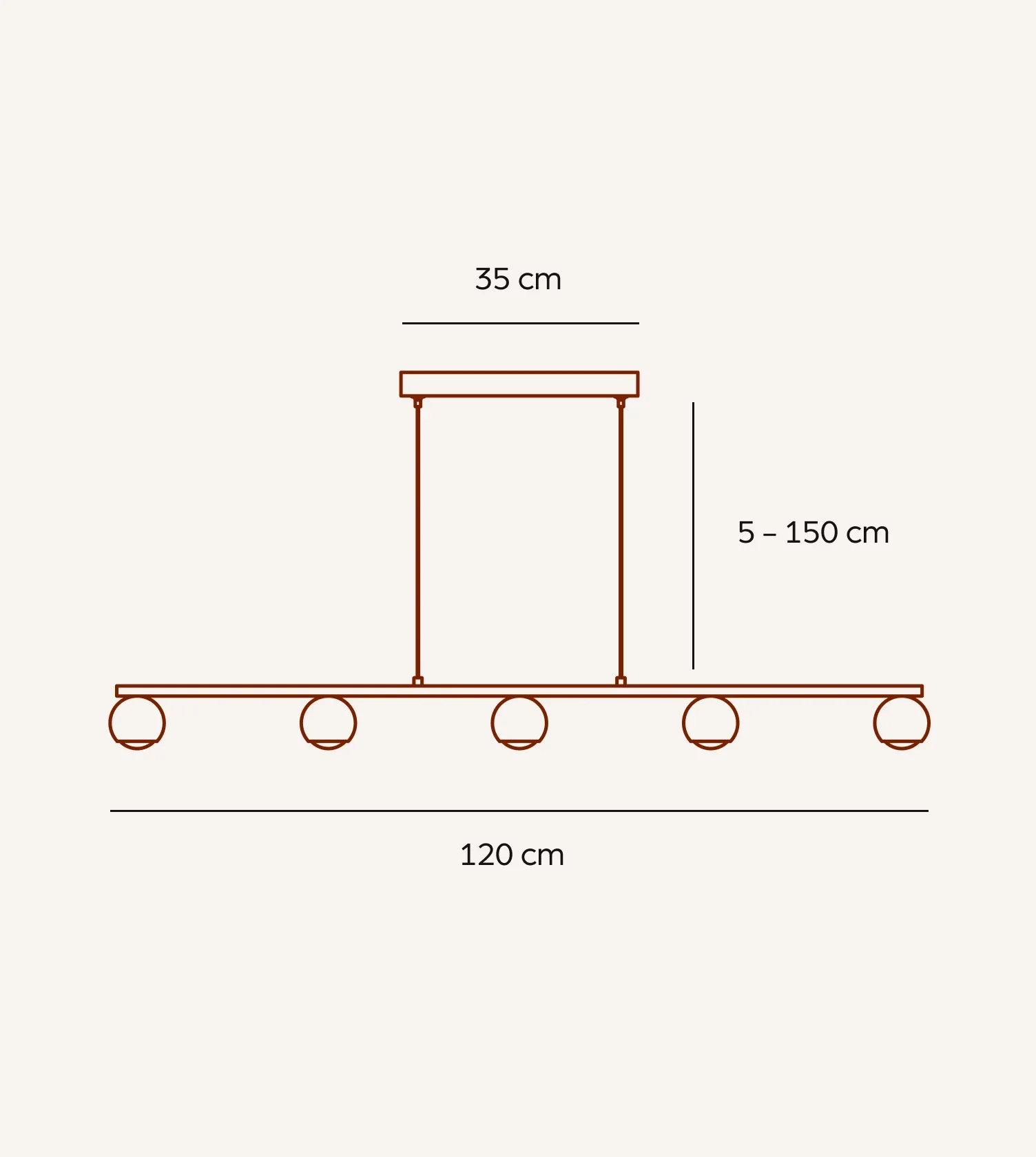 5-Flammige Atropos Pendelleuchte Chrom