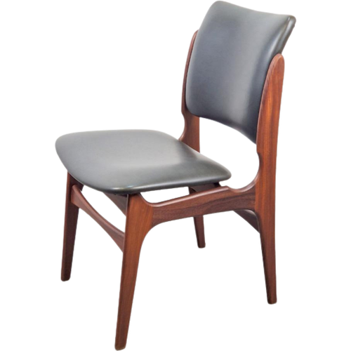 Vintage Stuhl Teakholz Skai Grau 1960er Jahre 