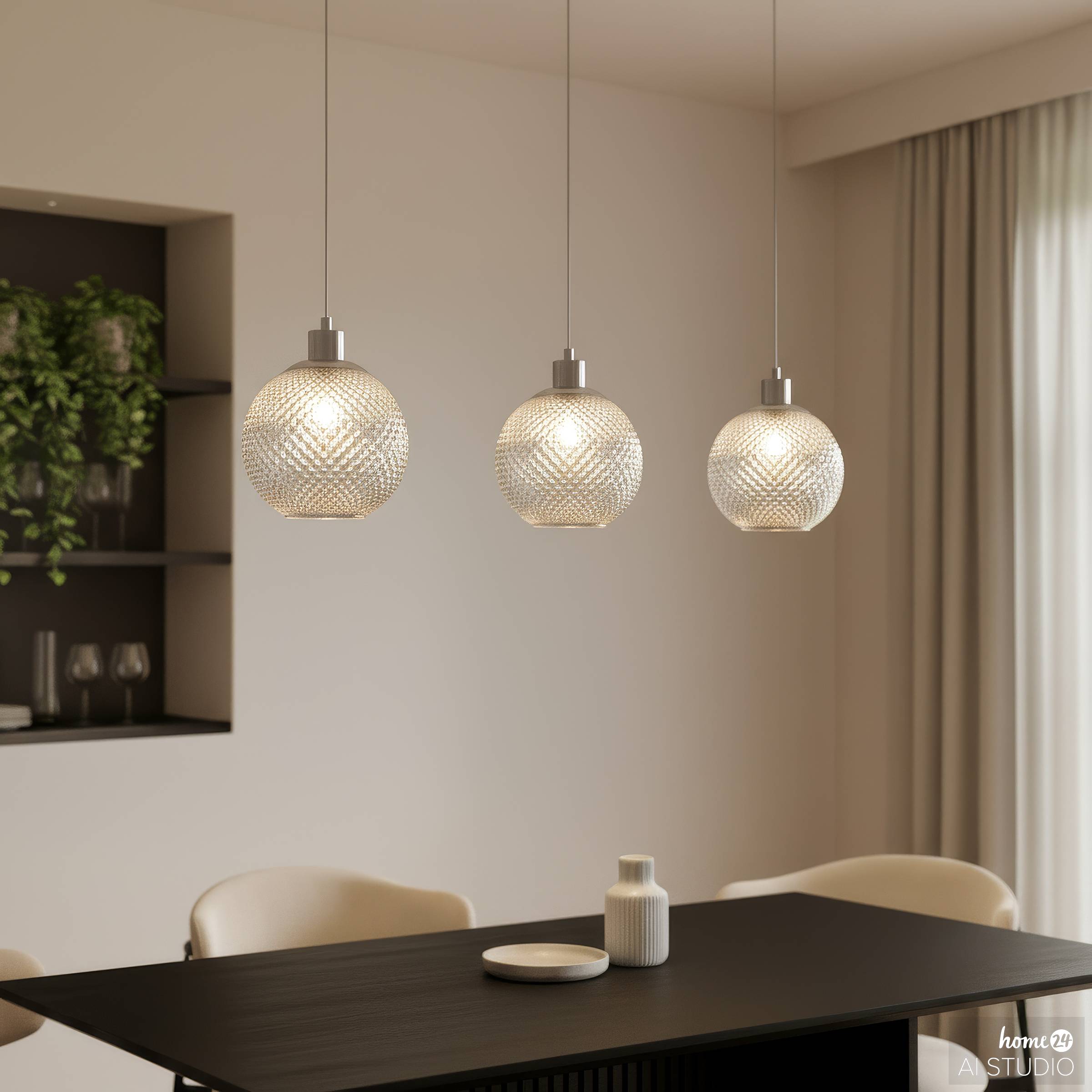 3-Light NADE Pendant Lamp Glass Iron