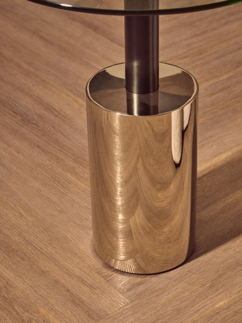 Oria Beistelltisch Edelstahl Eisen Metallic