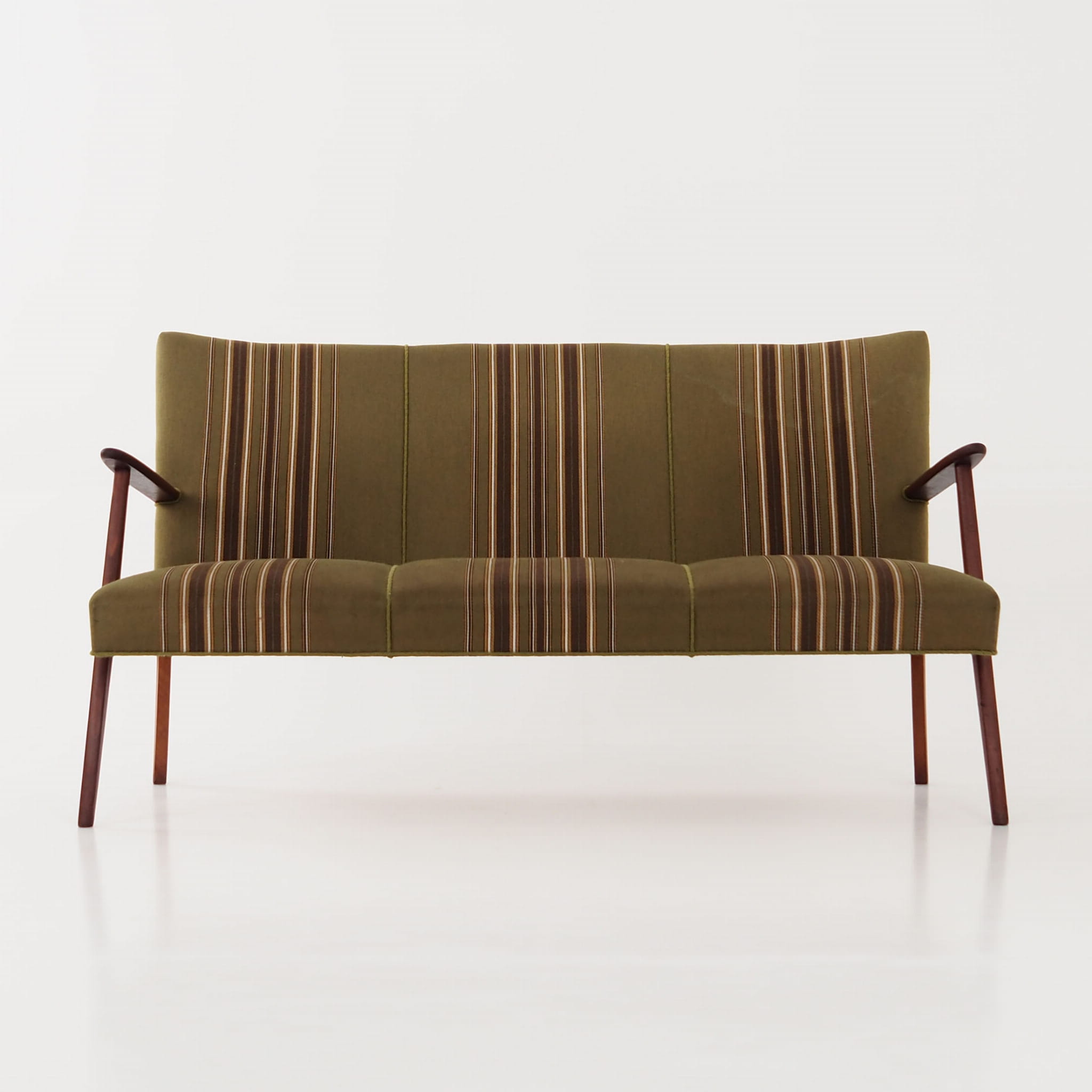 Vintage Sofa Teakholz Textil Grün 1960er Jahre 