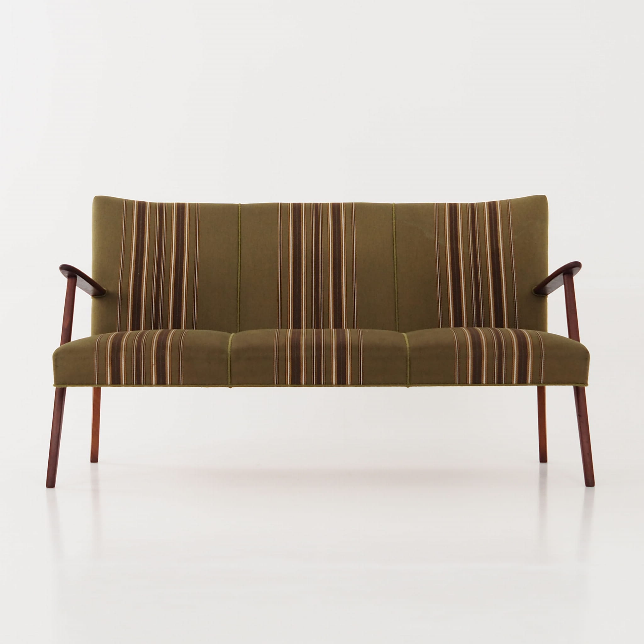 Vintage Sofa Teak wood Textile Green 1960s