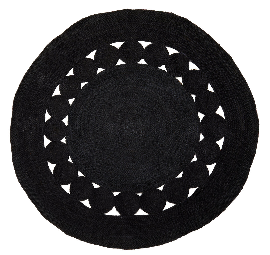Bosie Demir Runder Schwarzer Jute-Teppich