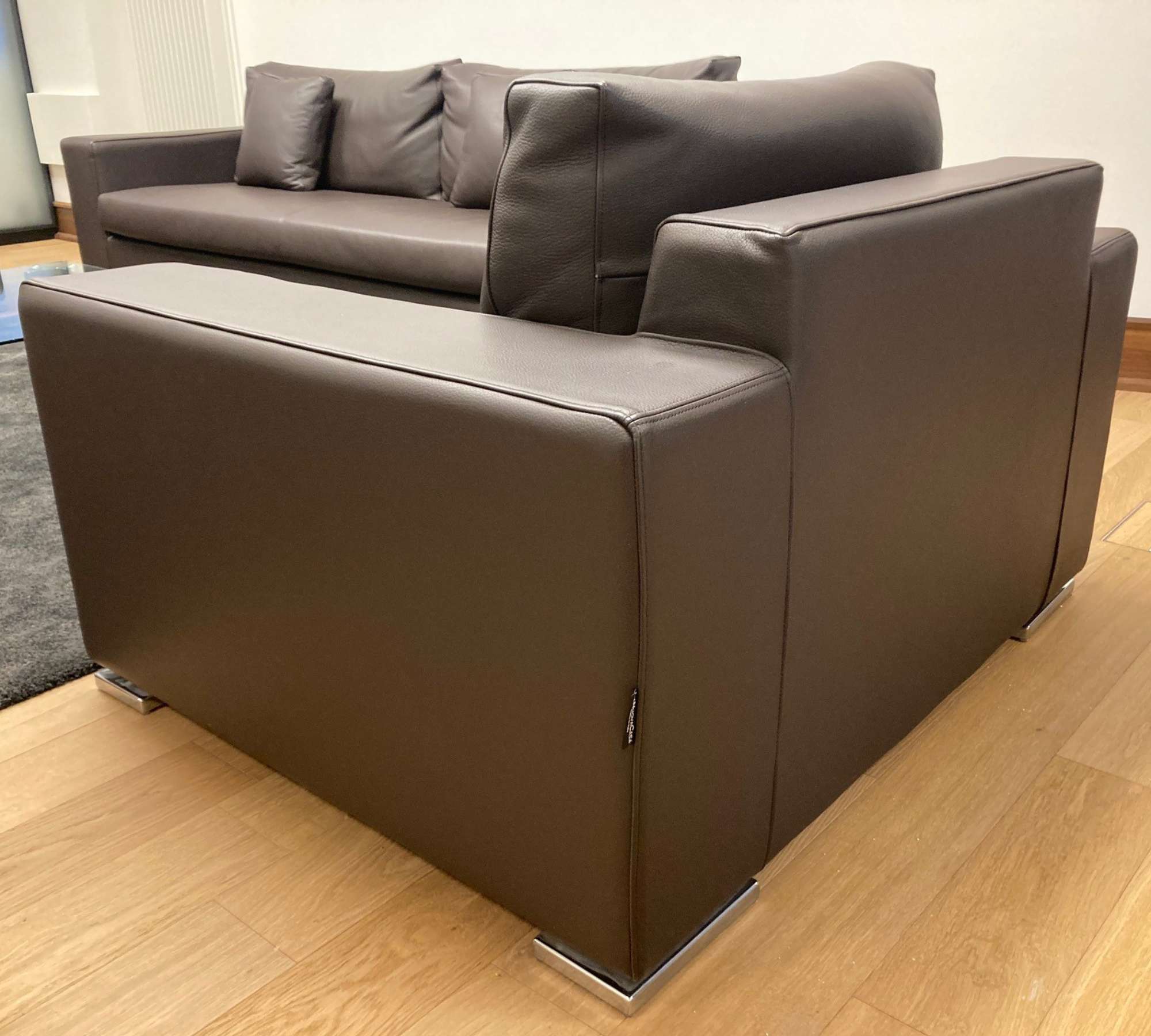 6-tlg. Sofa Lounge Set Leder Braun 