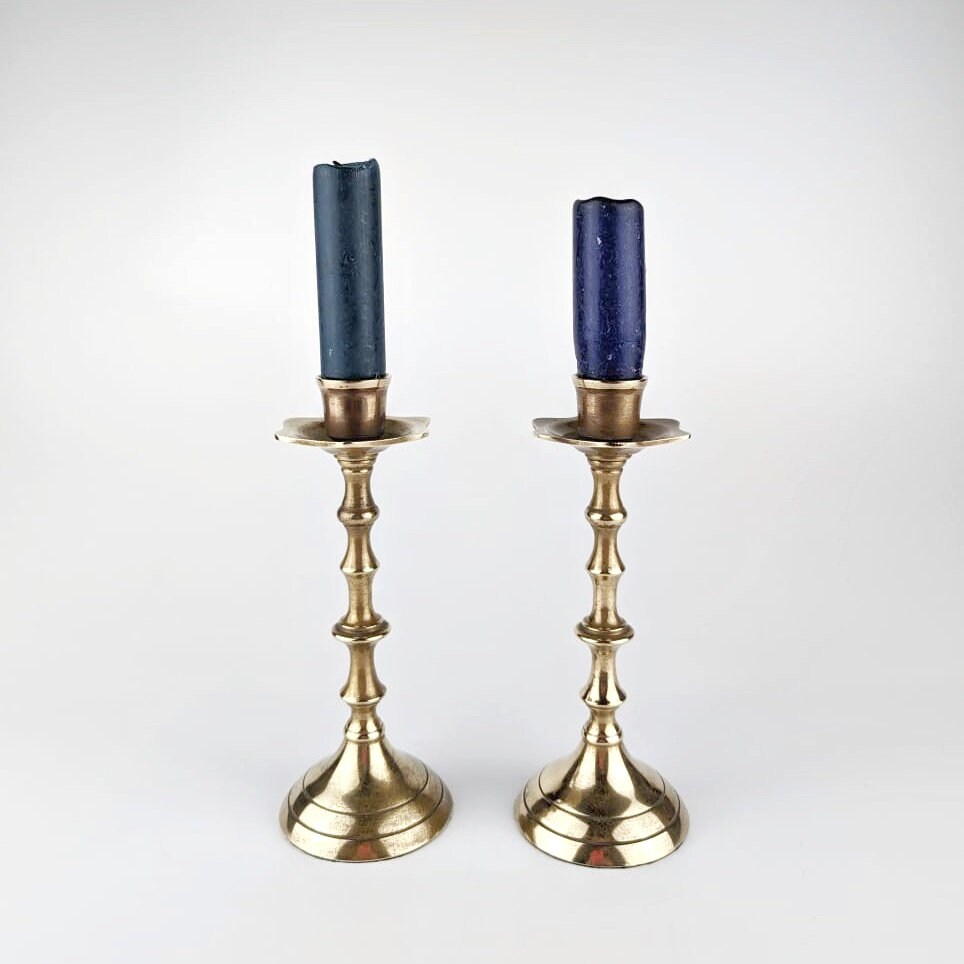 2x Vintage Kerzenständer Metall Messing Gold