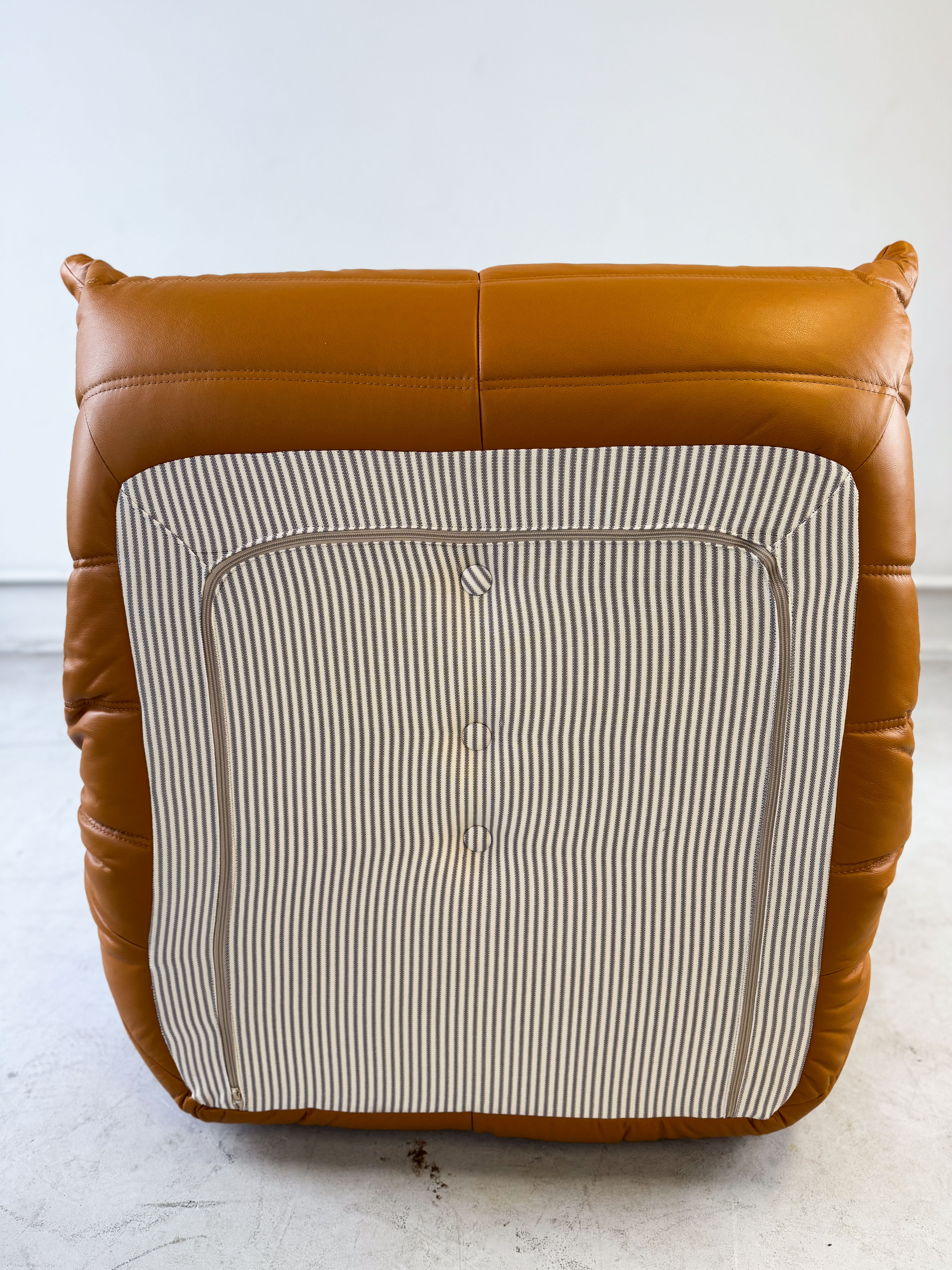 Togo armchair and ottoman set high gloss leather cognac light