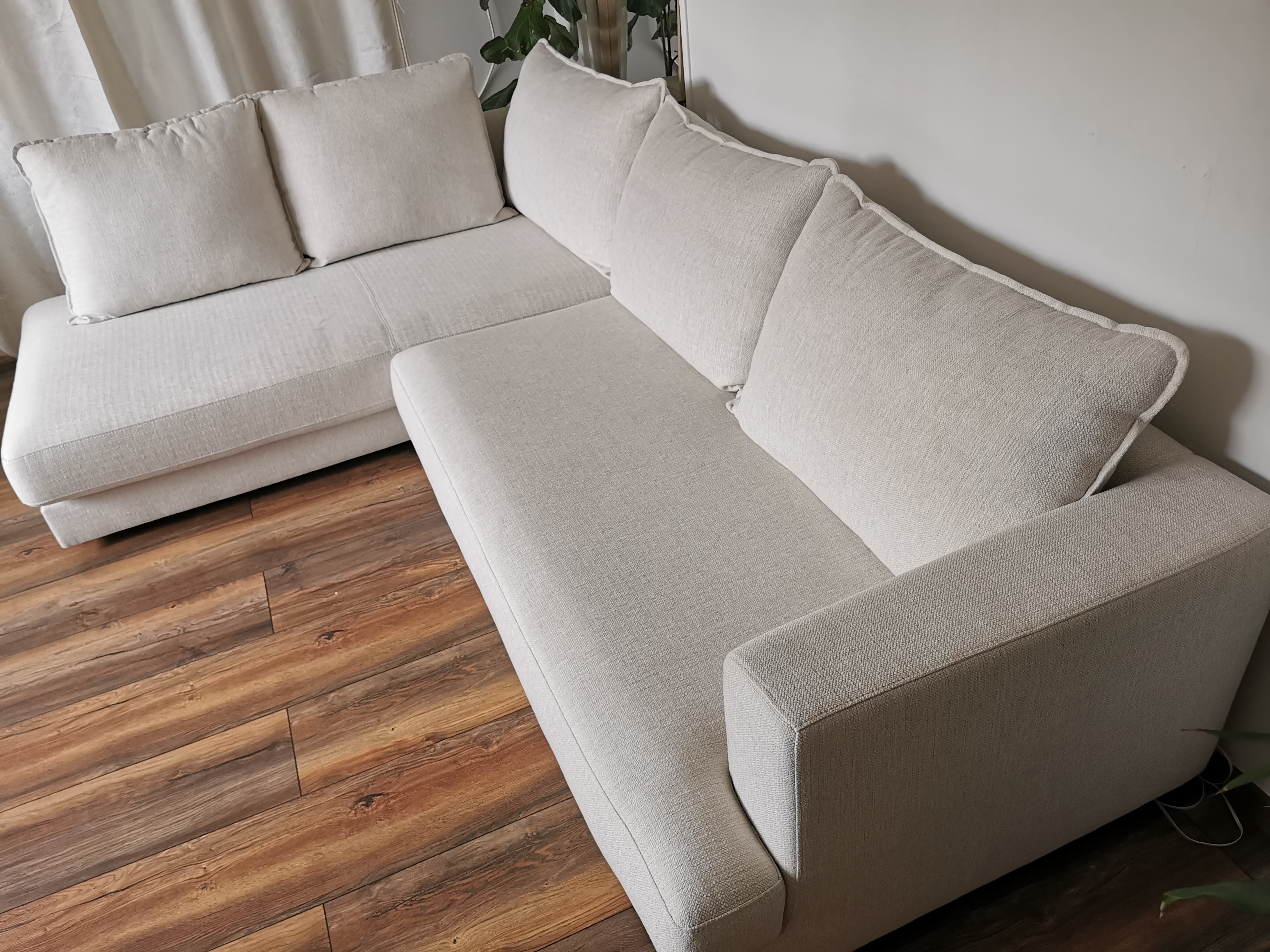 Tribeca Ecksofa Links Stoff Weiß Creme
