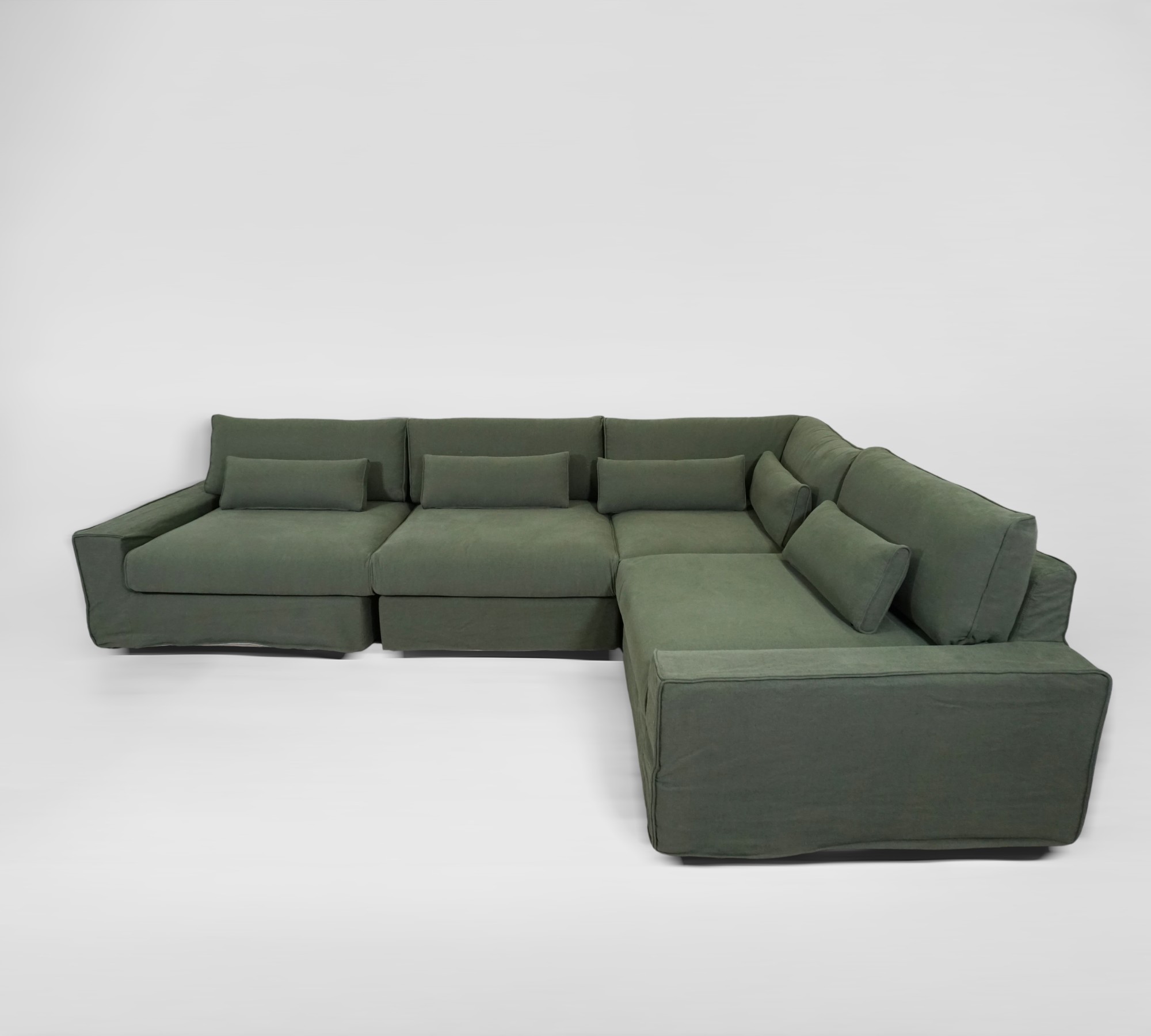 Trent Ecksofa Baumwolle Leinen Olive