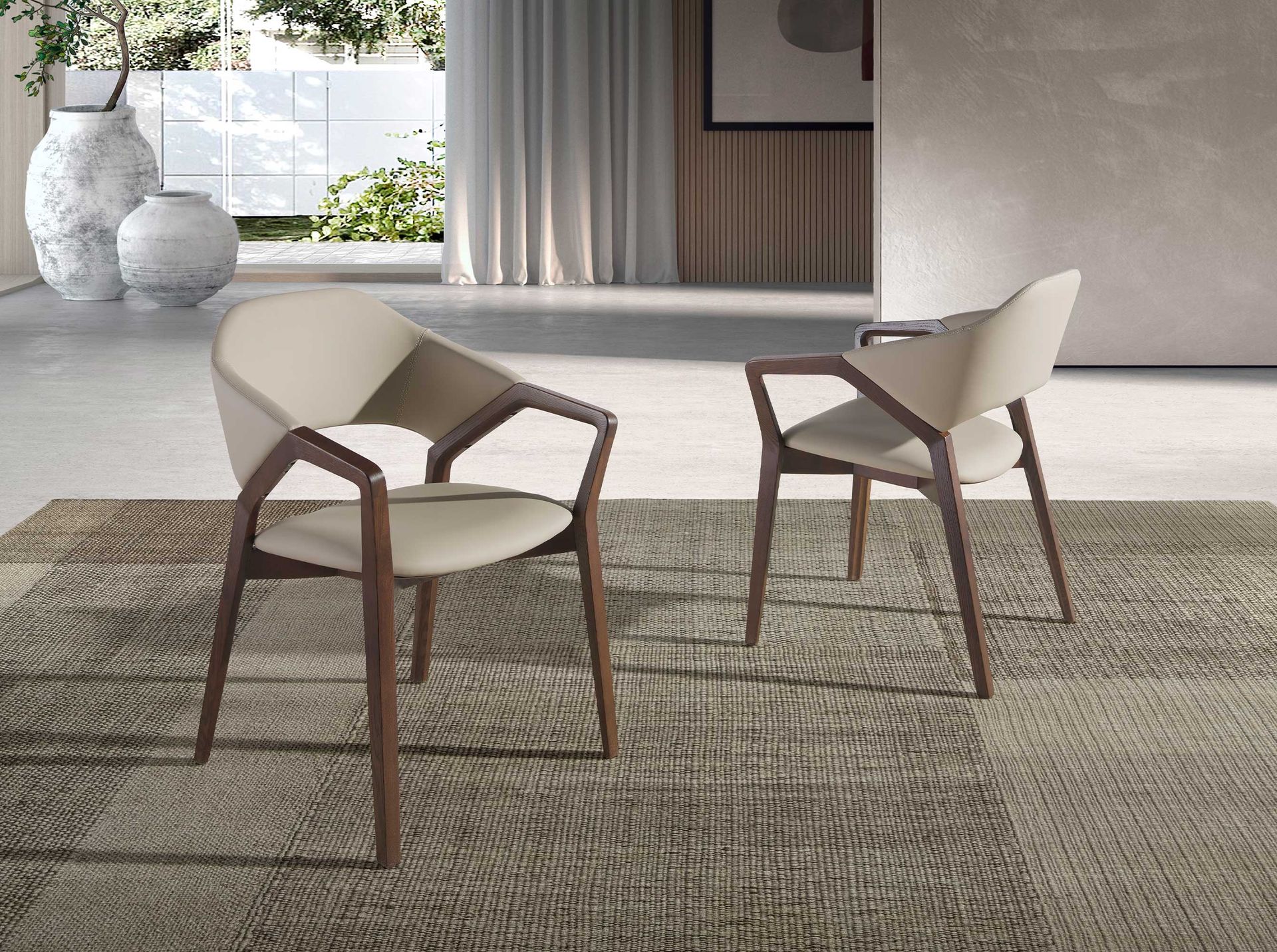 Dining chair faux leather gray