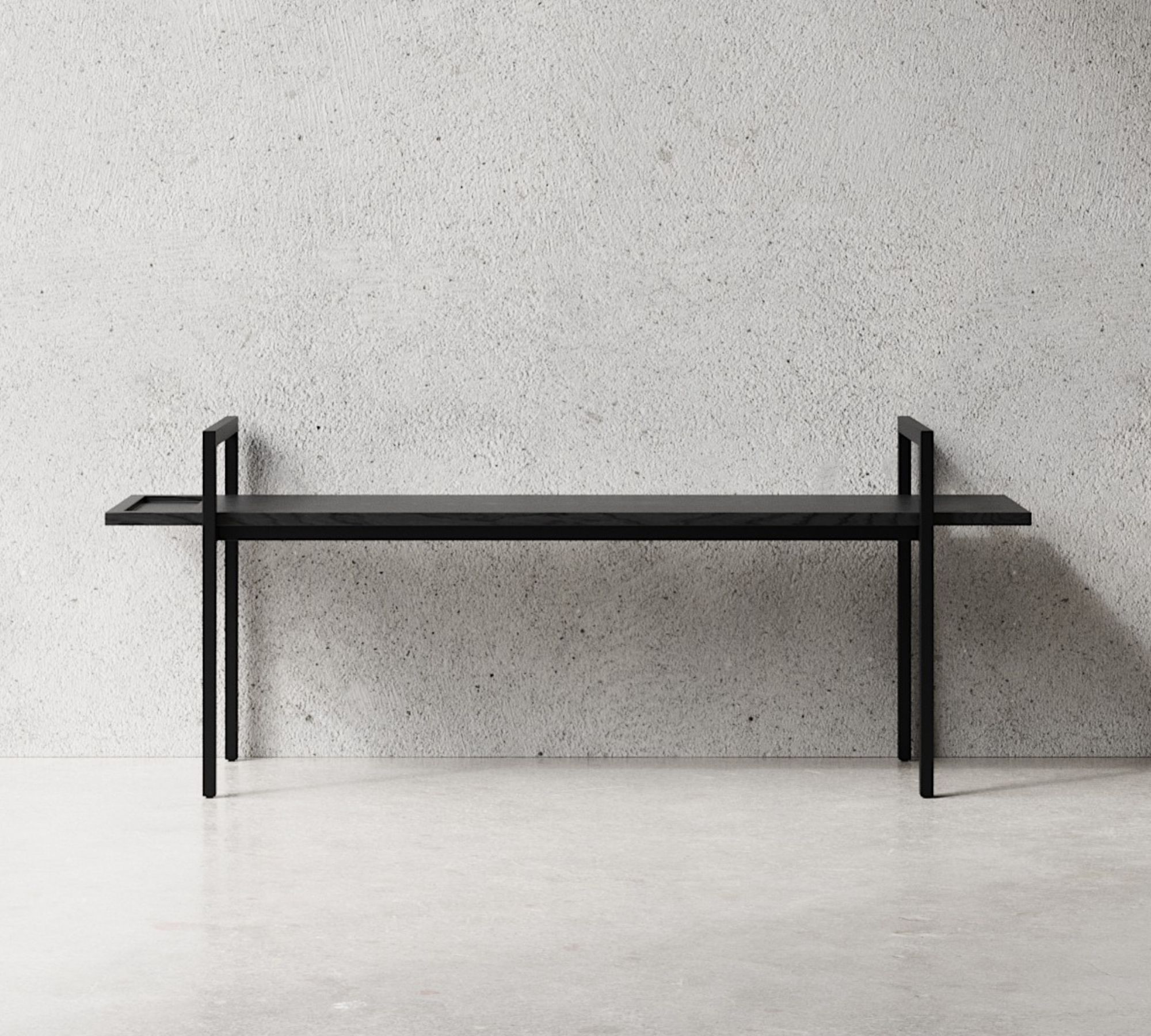Bank Massivholz Metall Schwarz