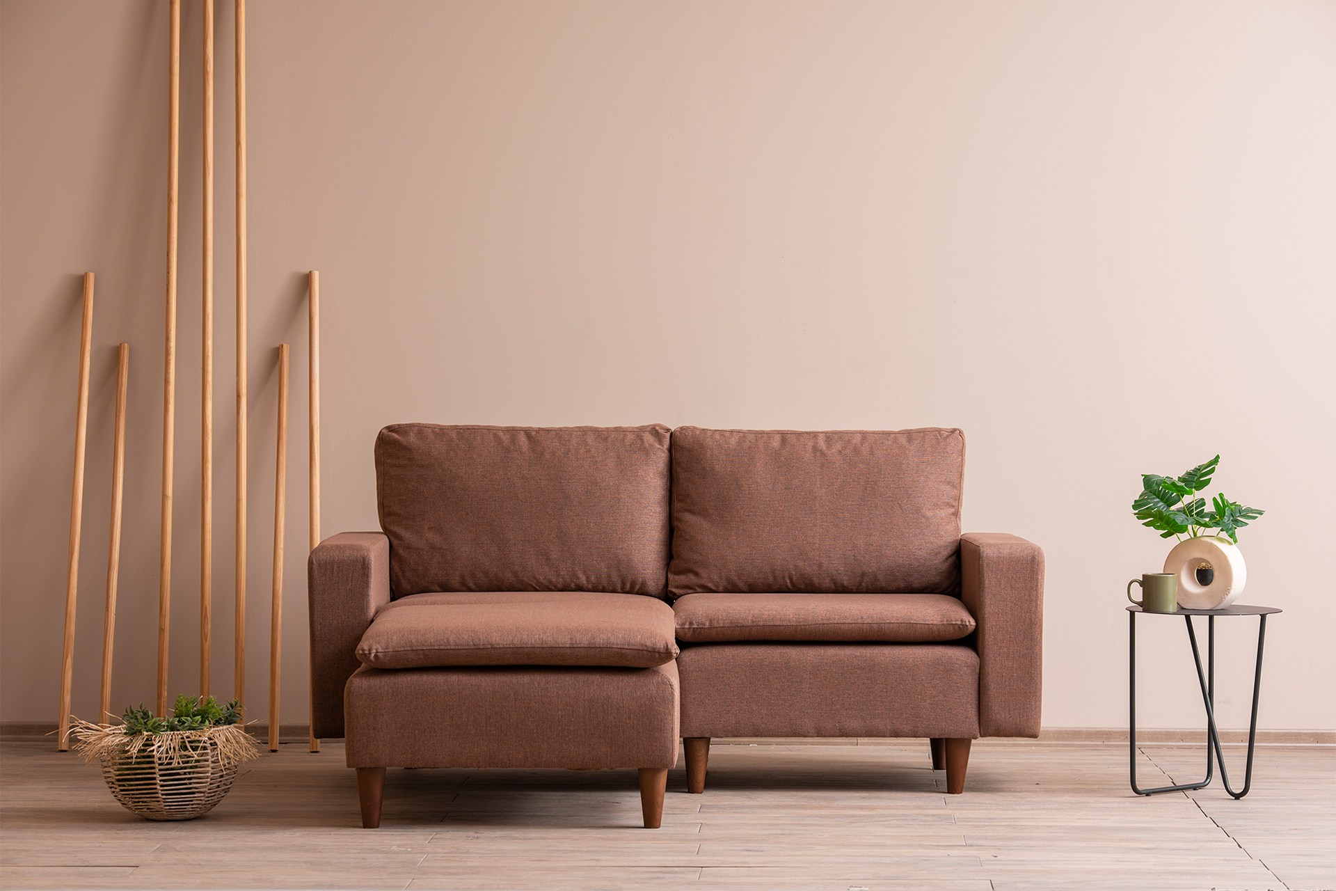 Lungo Mini Ecksofa Hellbraun