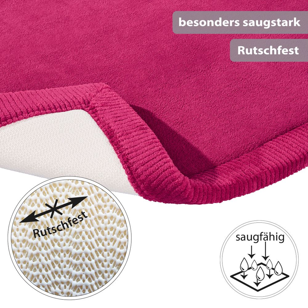 Rutschfeste Microfaser Badematte mit Memory Foam Bordeaux