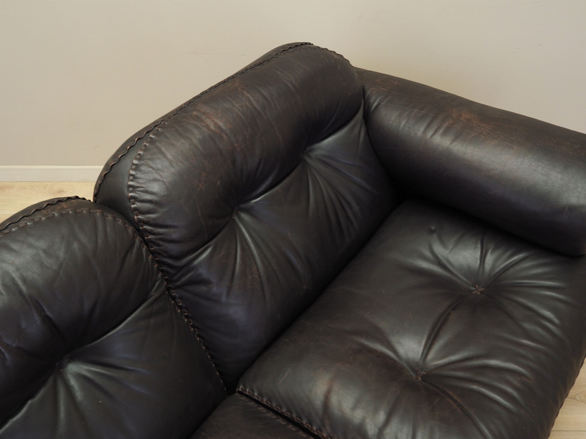 2-Sitzer Sofa Leder Dunkelbraun 1970er Jahre