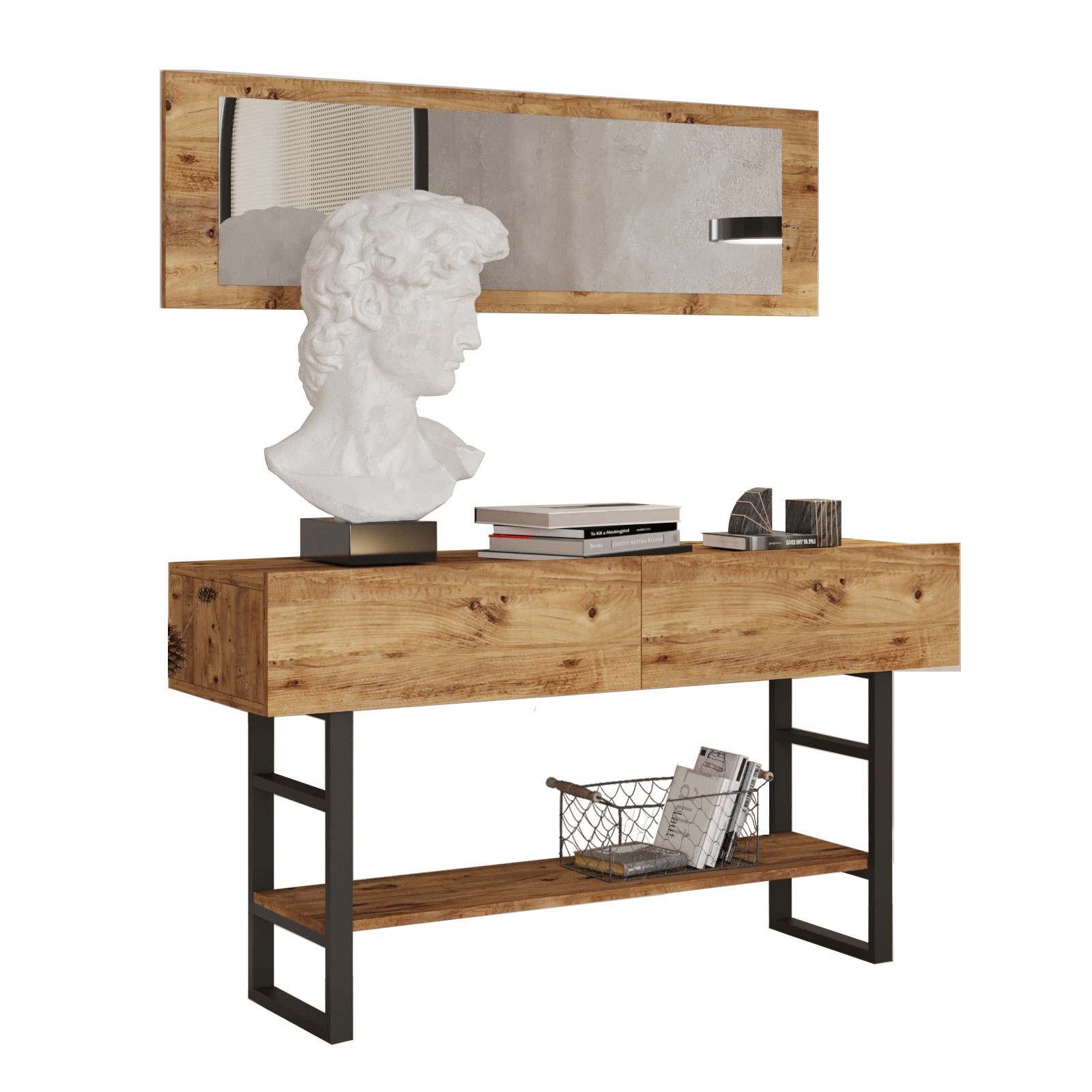 Console table with shelf Brown
