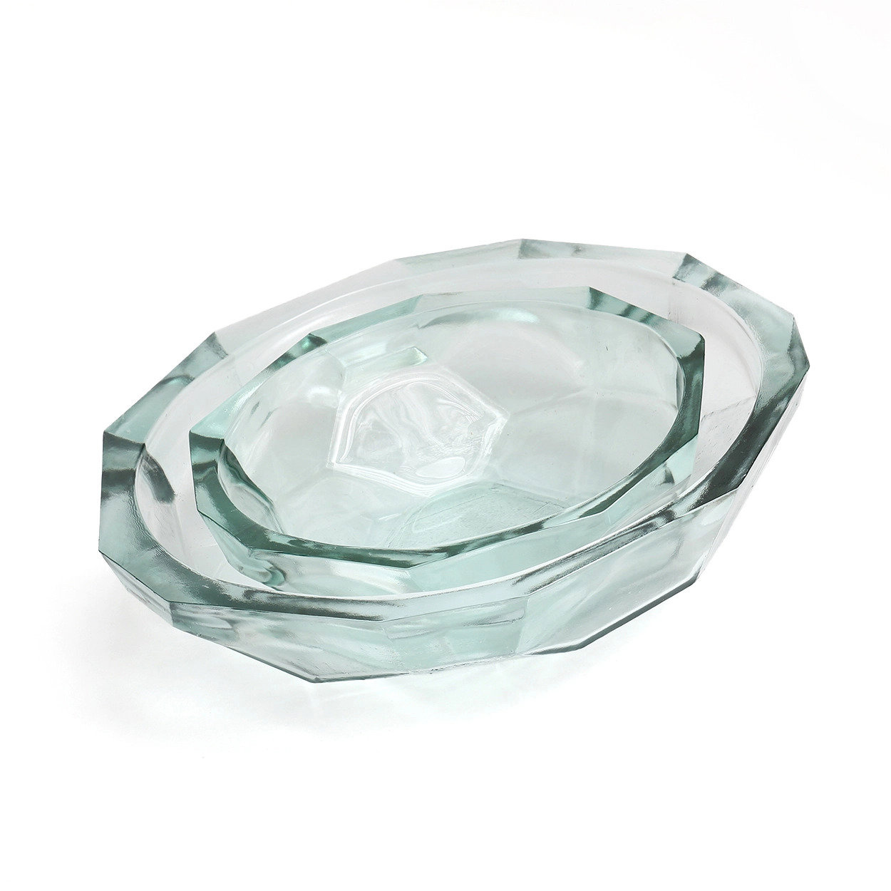 Origami Schale Hellblau Glas