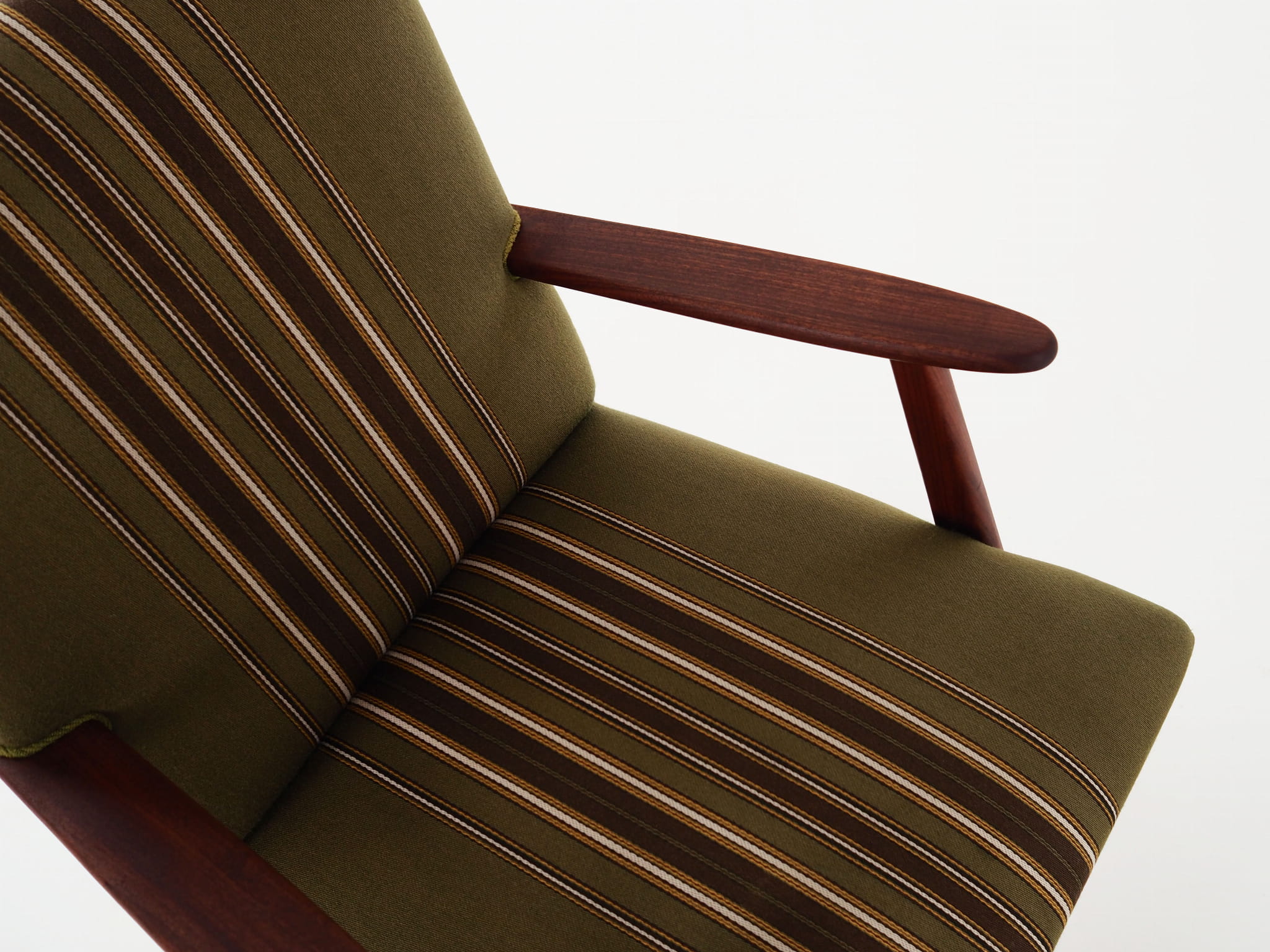 Vintage Stuhl Teakholz Textil Grün 1960er Jahre