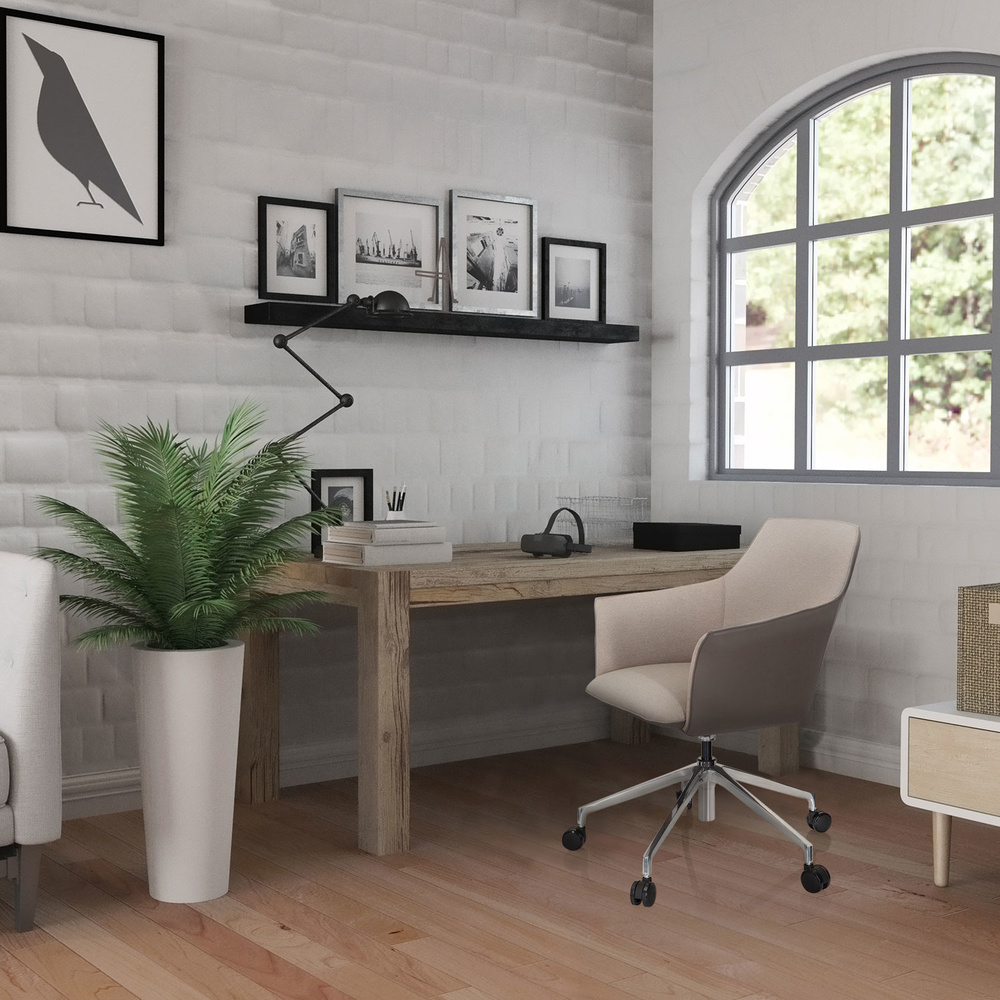 AREZZO Bürostuhl drehbar mit Rollen Kunstleder Beige/Taupe