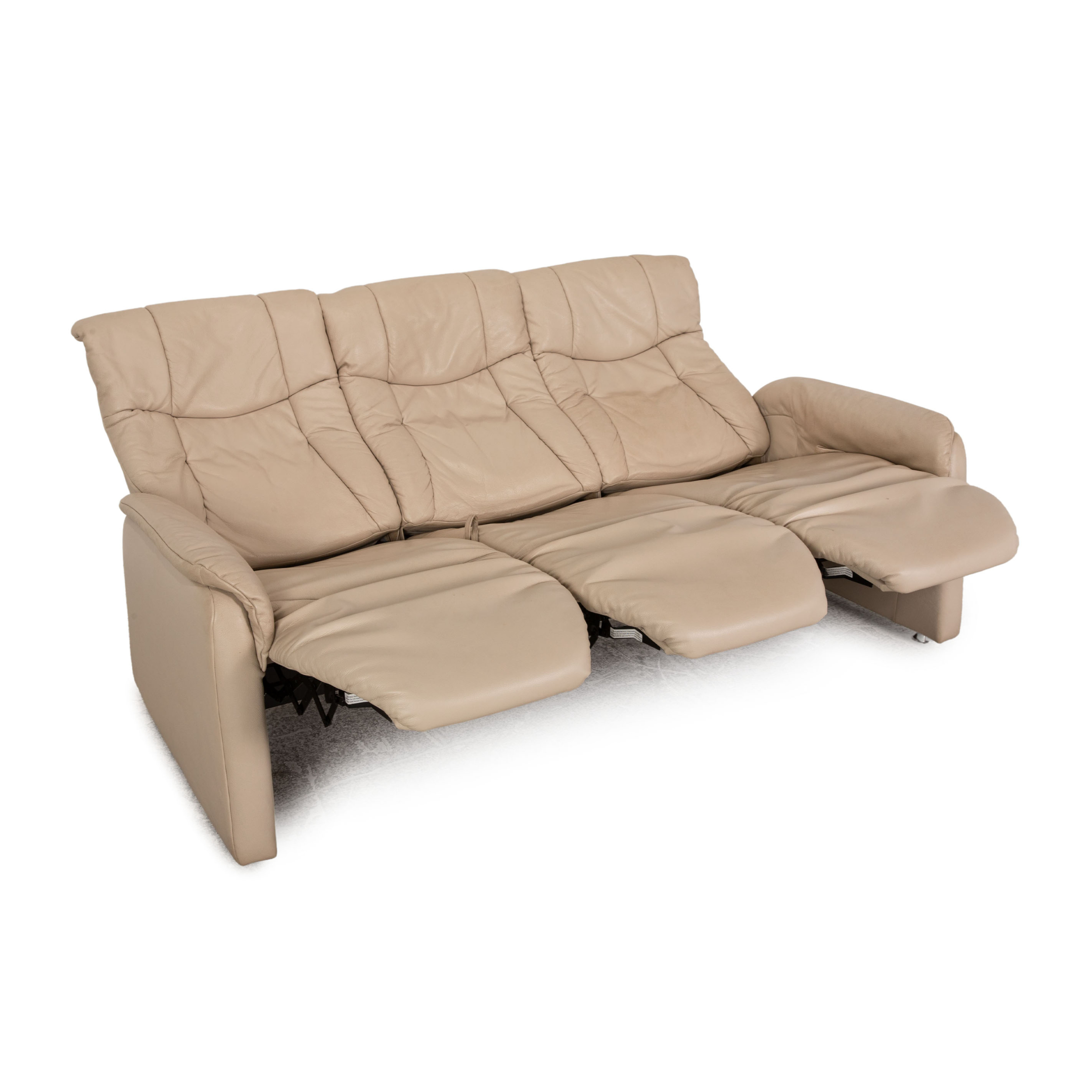 Cumuly Sofa 3-Sitzer mit Relaxfunktion Leder Creme