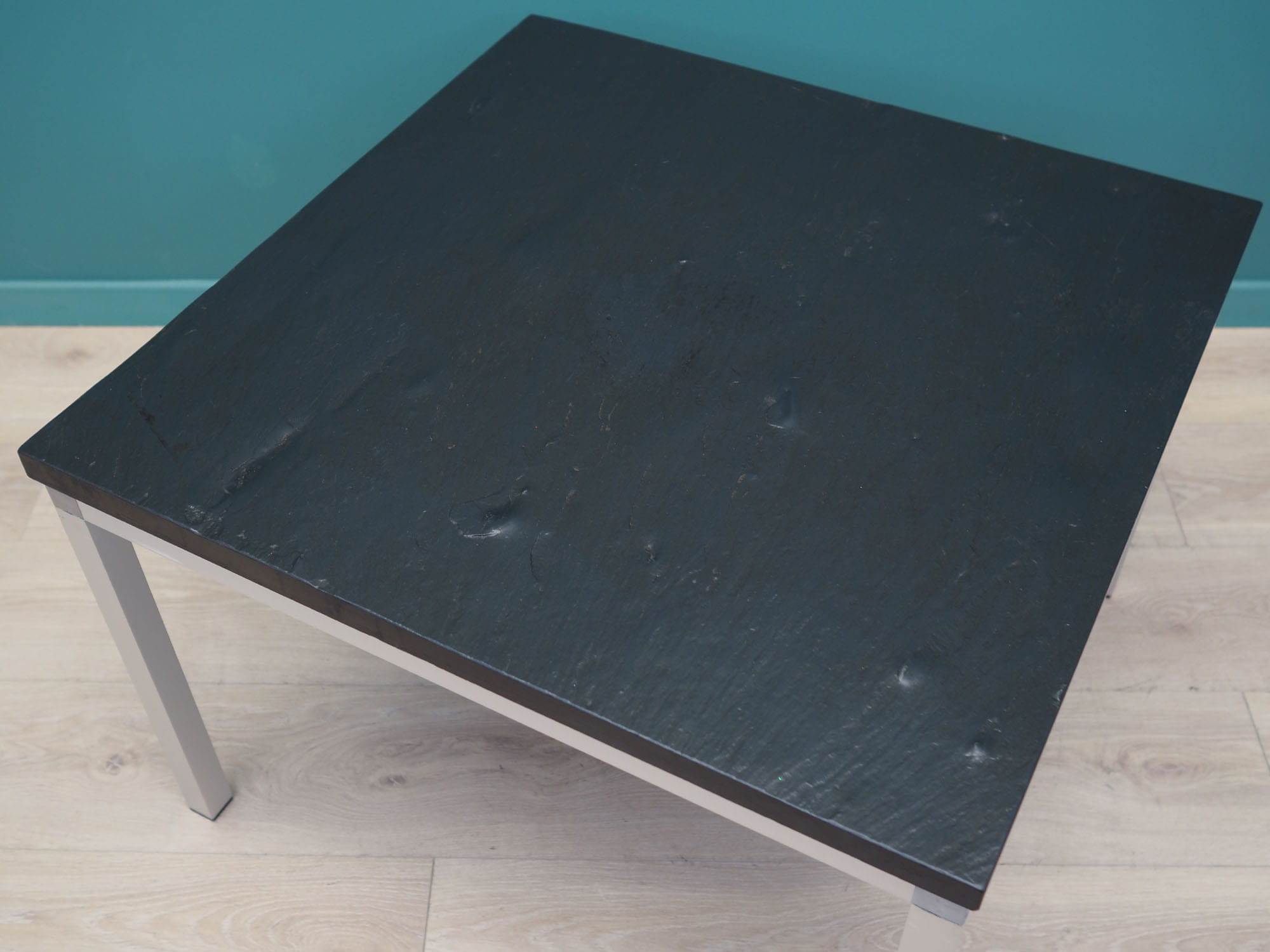 Vintage Side Table Slate Metal Black 1970s