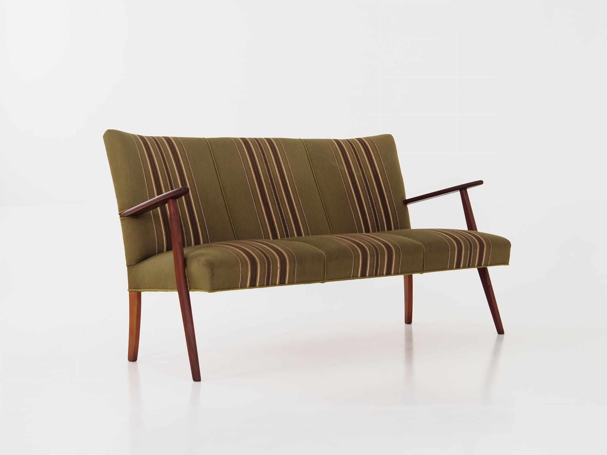 Vintage Sofa Teak wood Textile Green 1960s