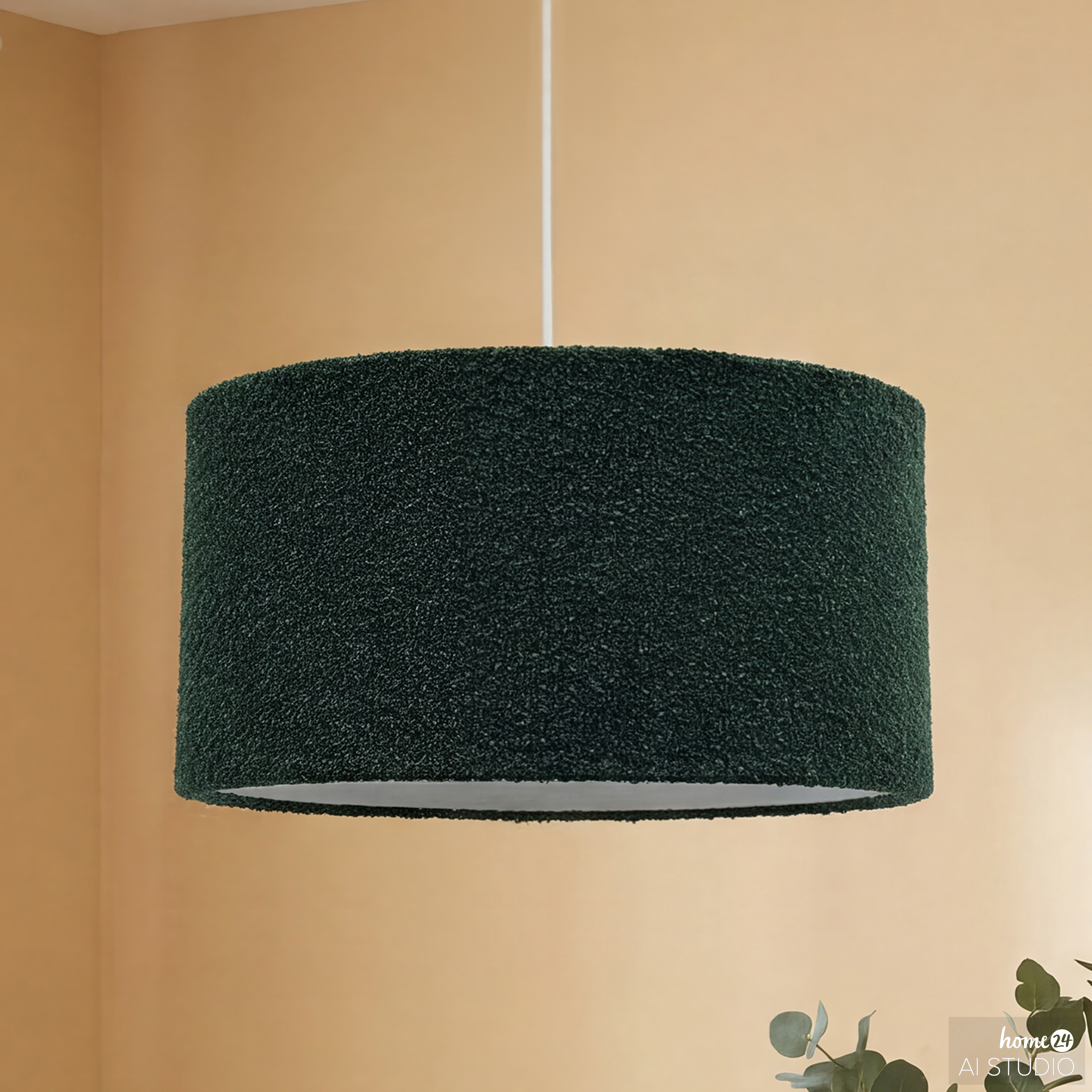 YARO Pendelleuchte 1-Flammig Eisen Textil Grün 40 cm