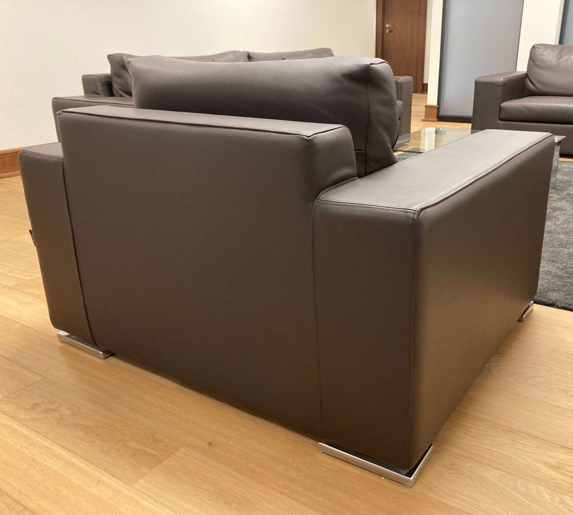 6-tlg. Sofa Lounge Set Leder Braun 